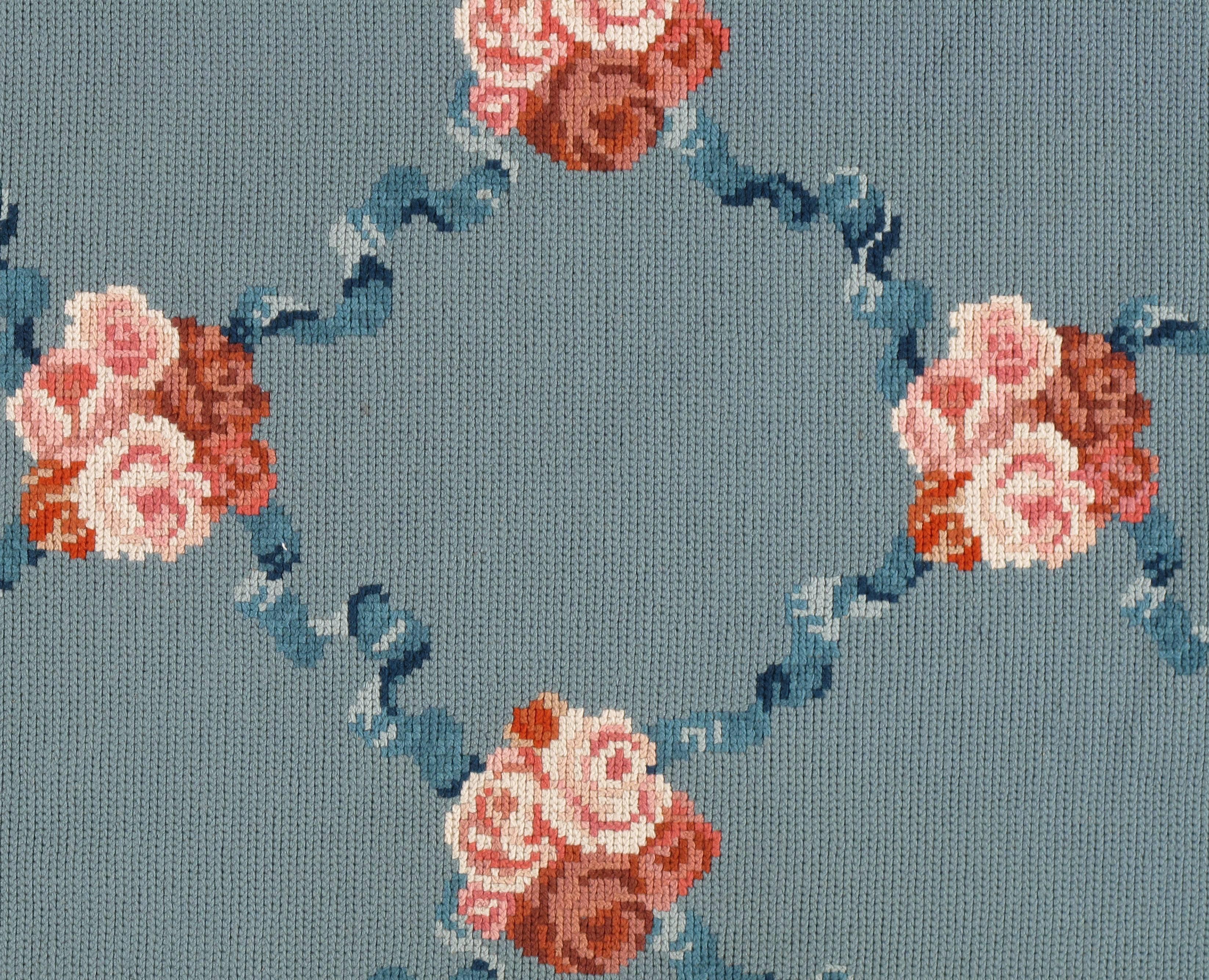 pink and blue oriental rug