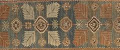 Antique Persian Heriz Runner, Handmade Wool Oriental Runner, Rust, Navy, Ivory