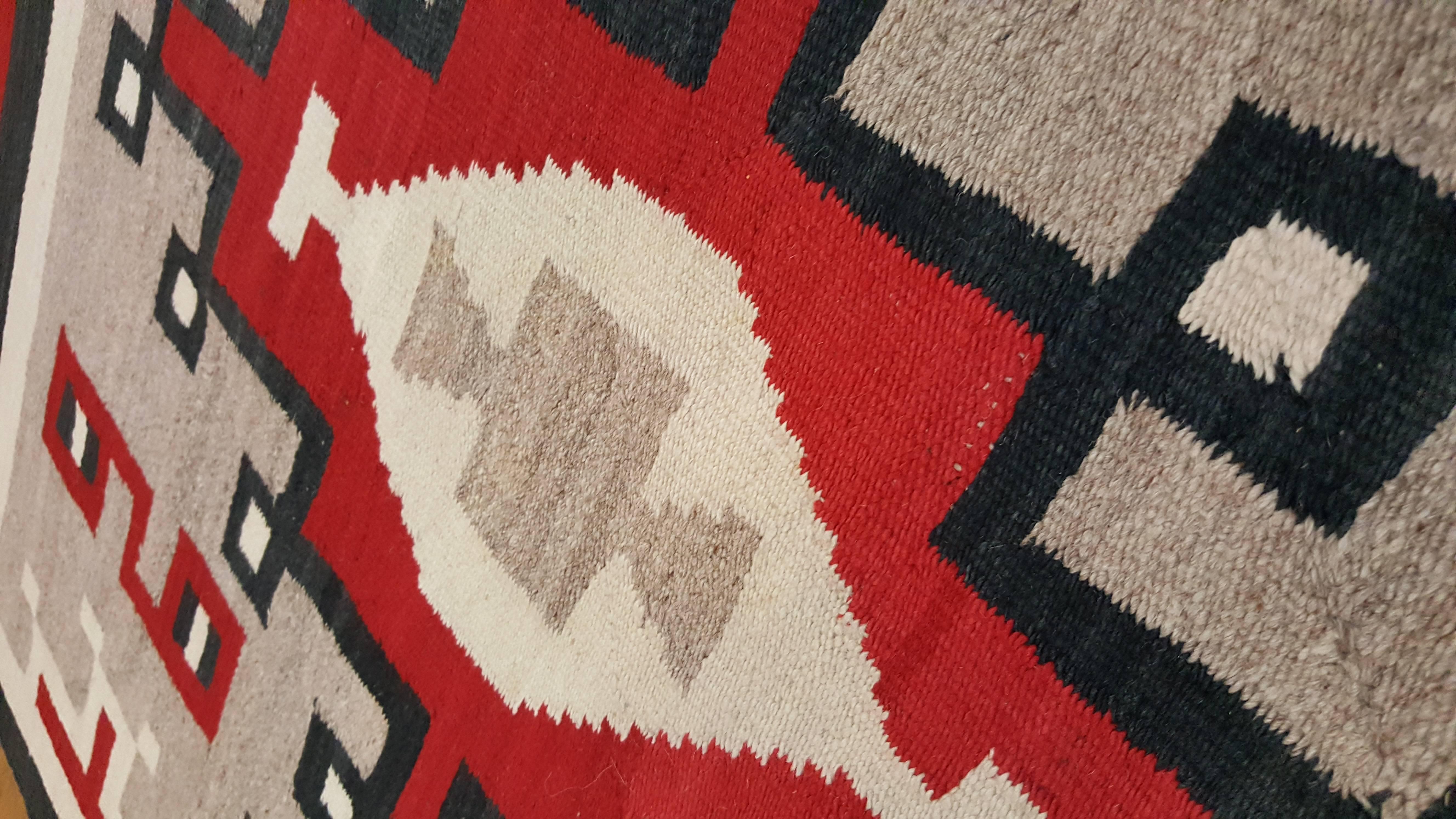 Vintage Navajo Rug, Oriental Rug, Handmade Wool Rug, Red, Taupe, Gray In Excellent Condition In Port Washington, NY