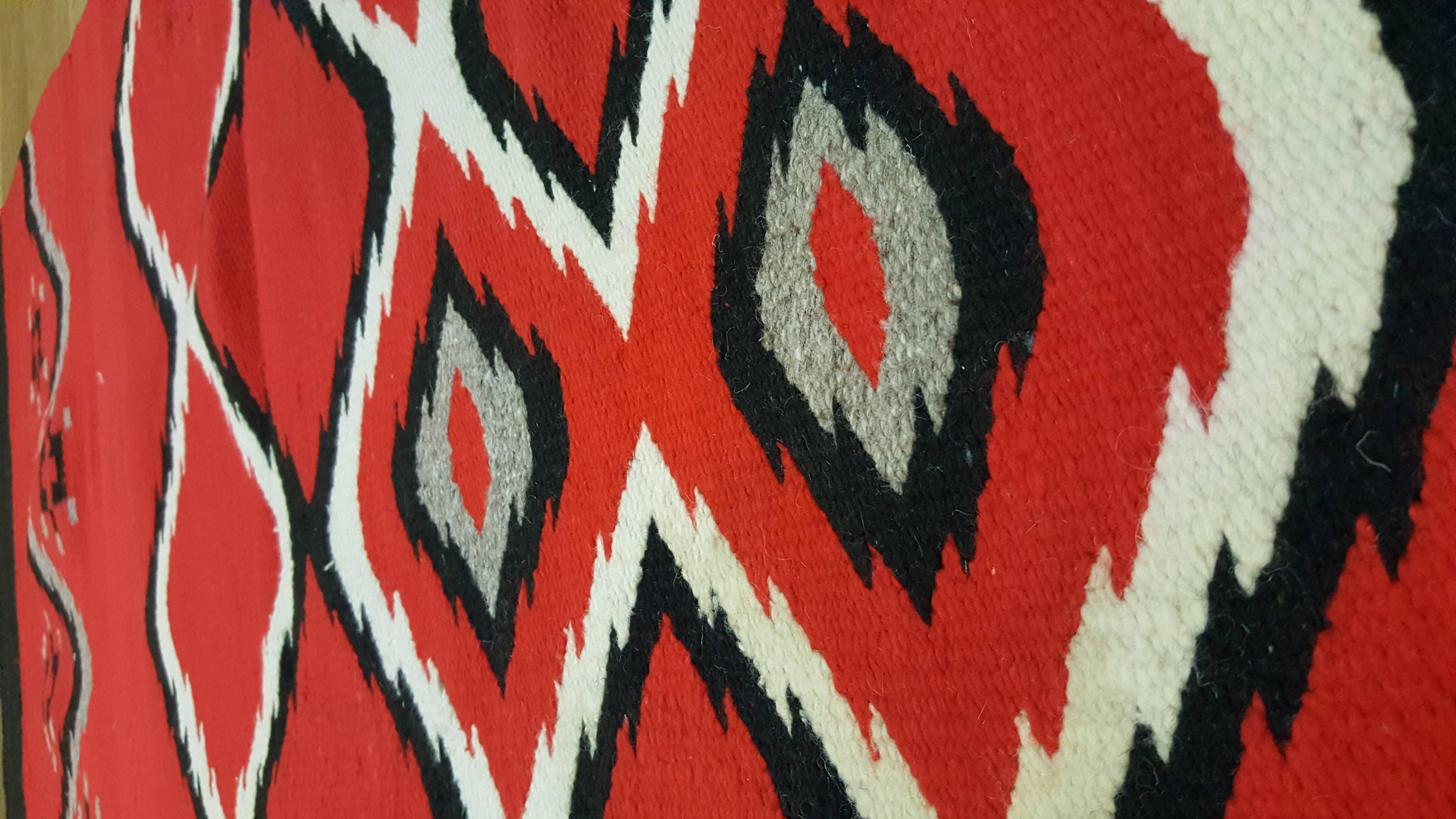 Hand-Knotted Antique Navajo Blanket 