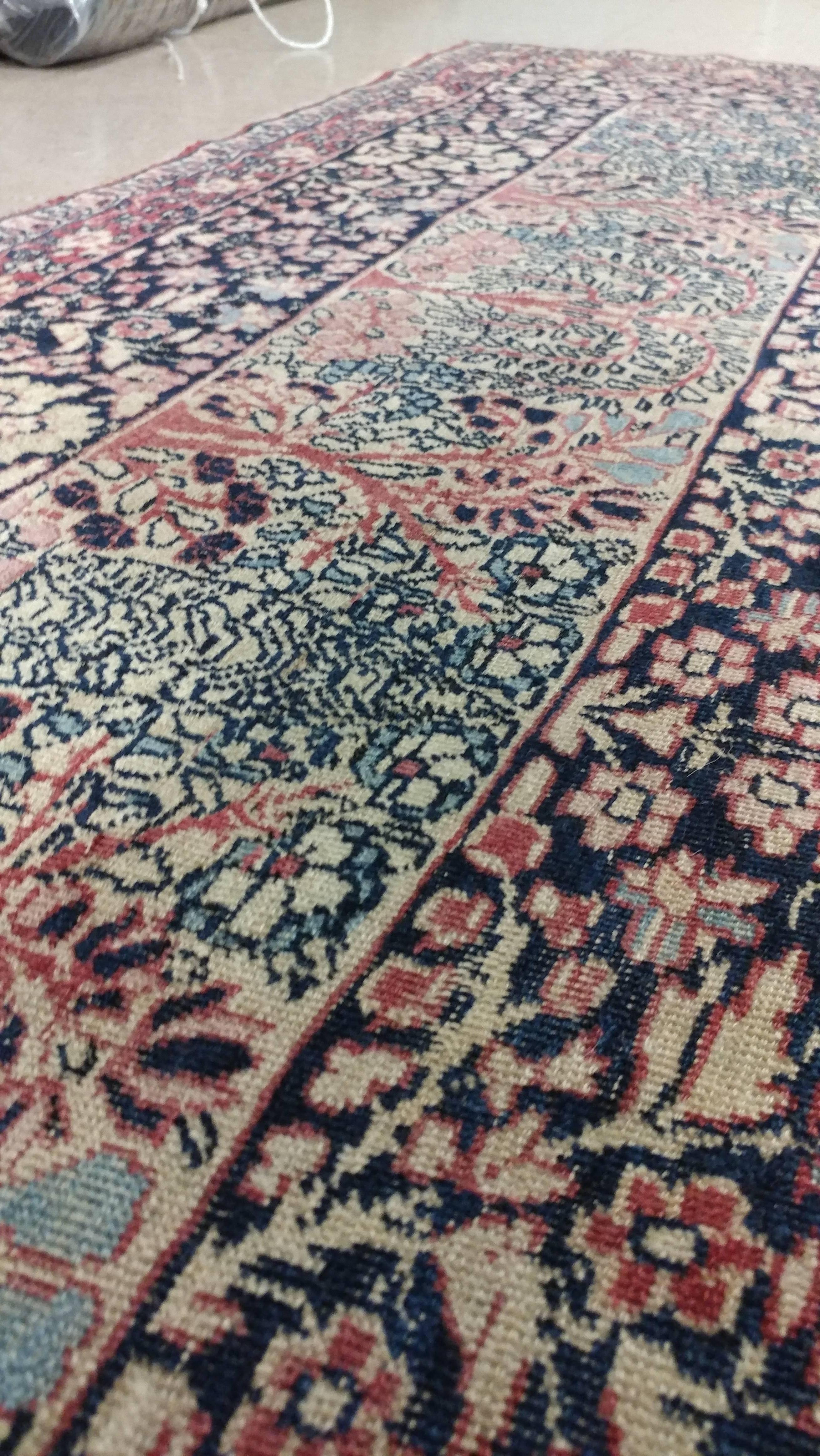 Antique Lavar Kerman Carpet, Handmade Wool Carpet, Multi-Color, Ivory, Red Wine For Sale 2