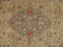 Vintage Oushak Carpet, Handmade Oriental Rug, Pale Caramel, Coral Taupe, Gray