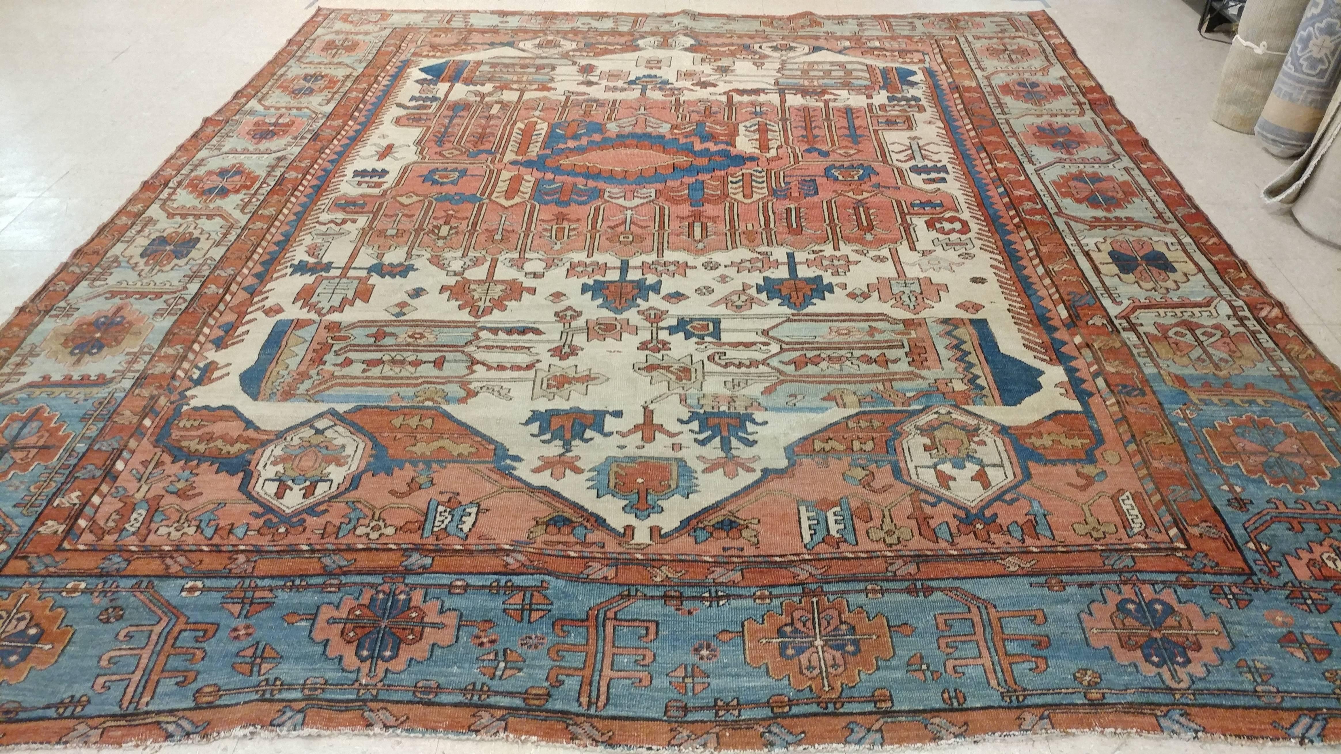 Antique Bakhshaish / Serapi Carpets are one of the most sought after rugs particularly in America and England for many years. Antique Serapi rugs are a major draw particularly in big city America. Serapi carpets were woven on the level of small