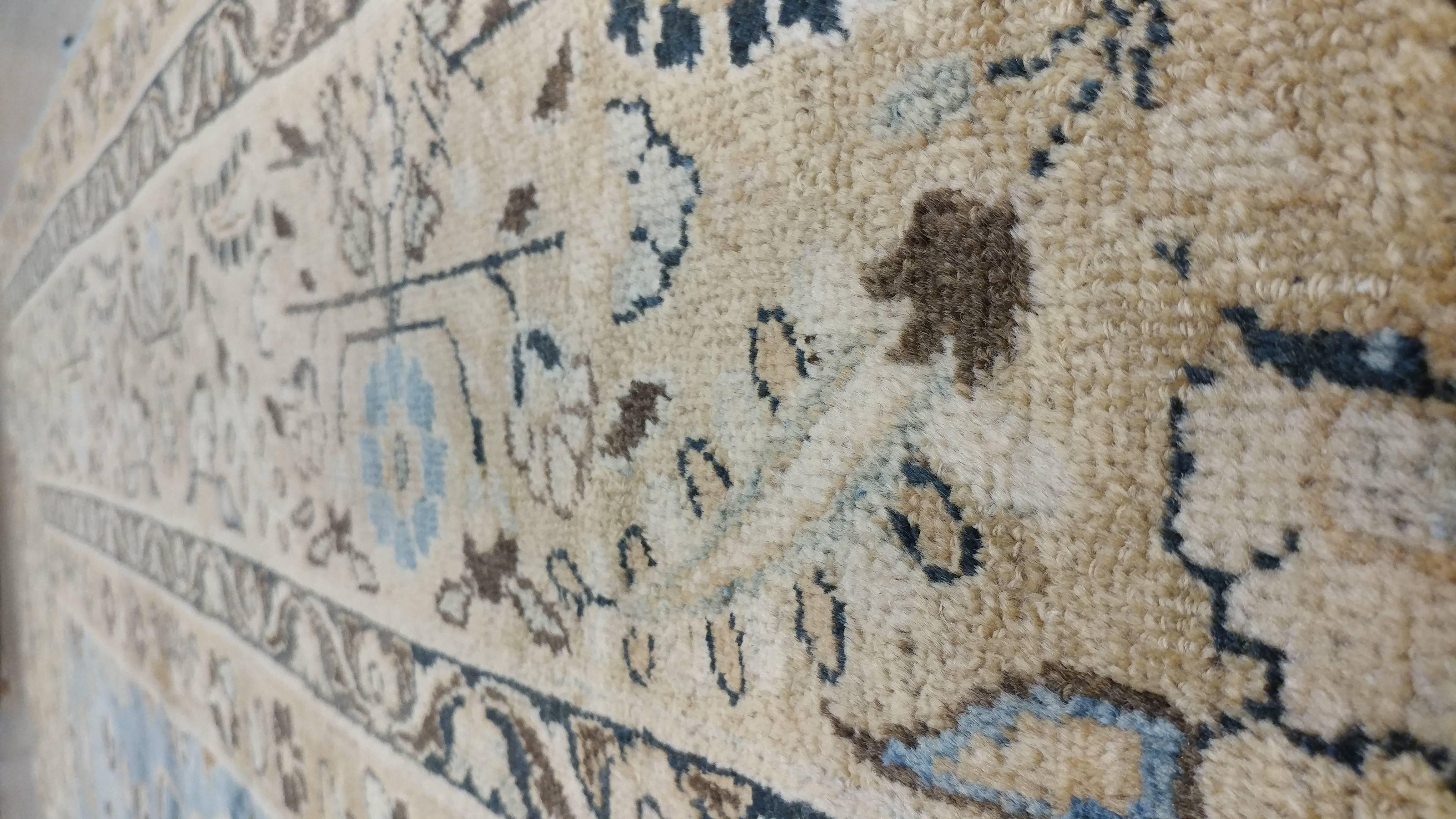 Wool Antique Khorassan Carpet, 20th Century Persian Handwoven Rug, Light Blue, Beige For Sale