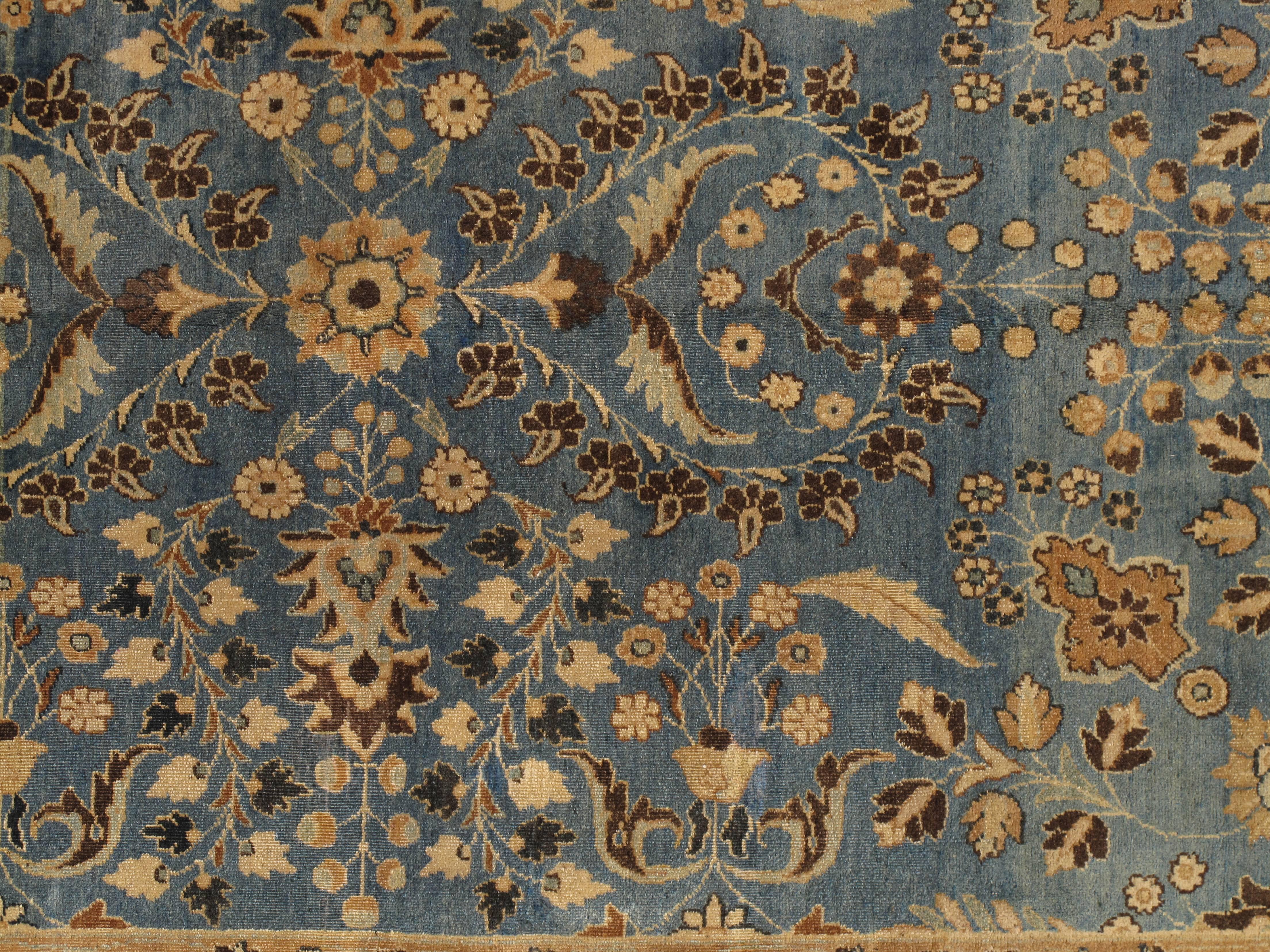 Antique Khorassan Carpet, 20th Century Persian Handwoven Rug, Light Blue, Beige For Sale 2