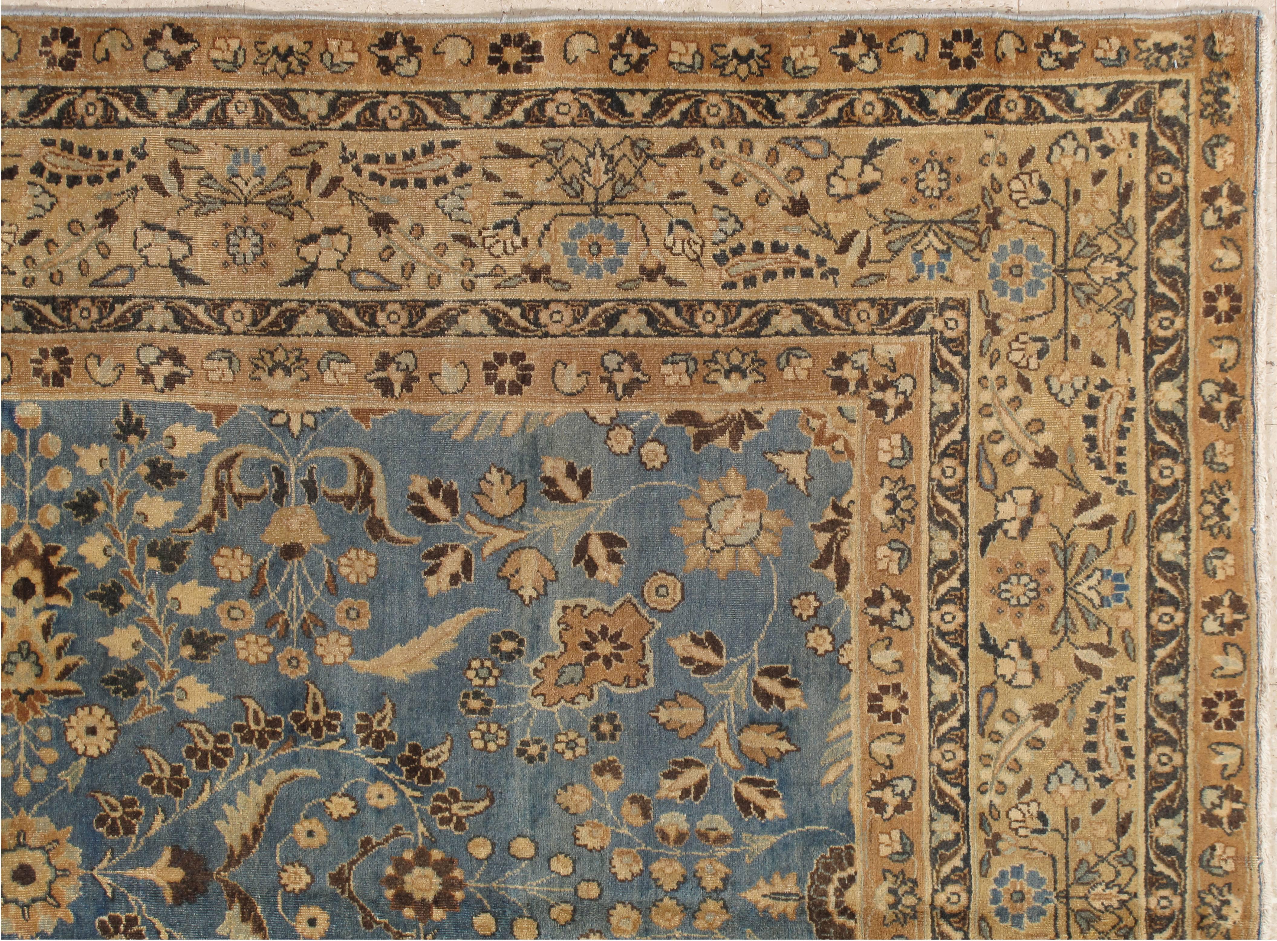 Antique Khorassan Carpet, 20th Century Persian Handwoven Rug, Light Blue, Beige For Sale 1