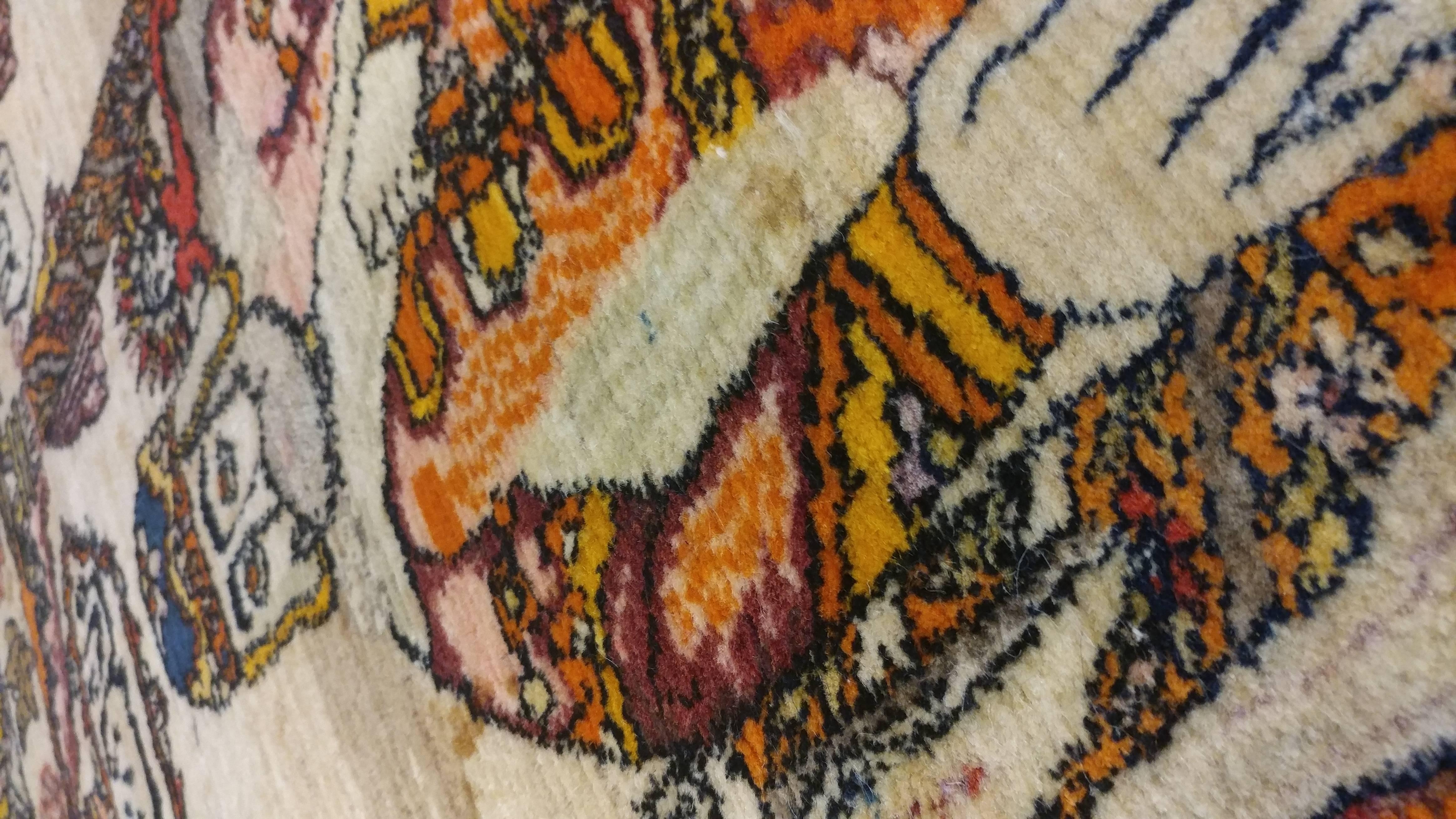 Alfombra Persa Antigua Malayer Pictórica, Colgante de Pared, Alfombra del Rey de Persia Hecha a Mano siglo XX en venta