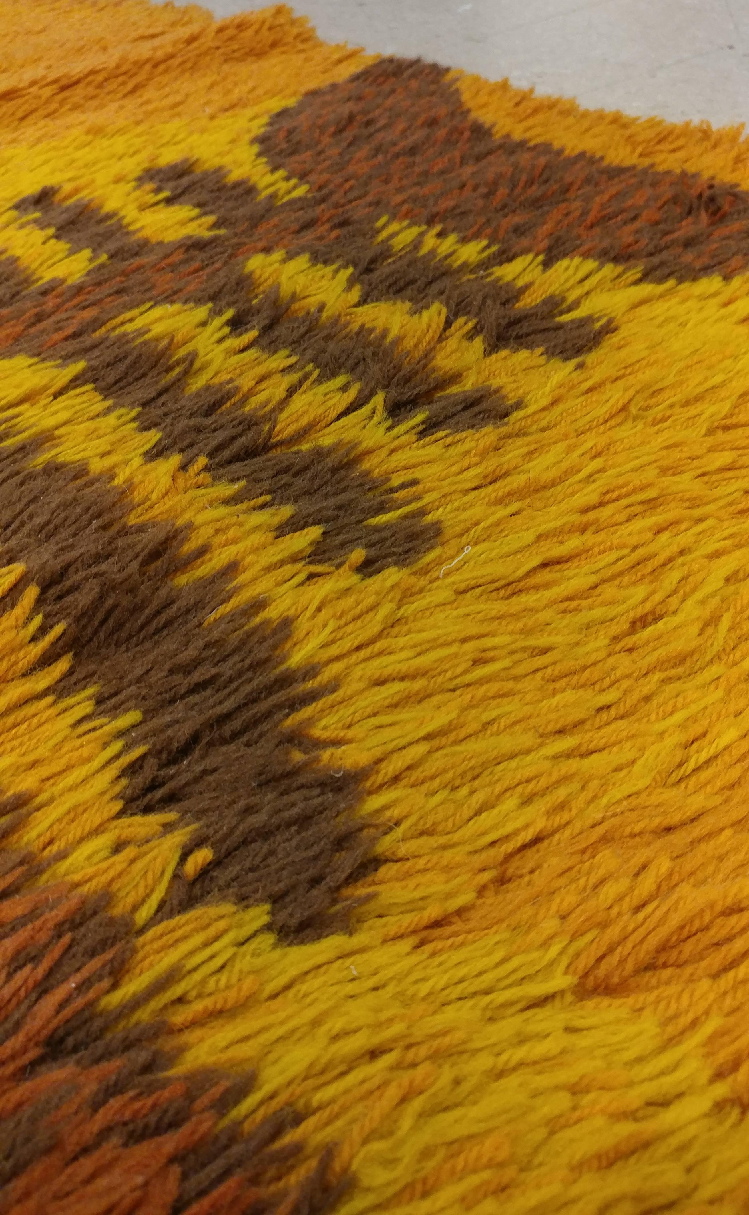 Vintage Rya Carpet, Swedish, Soft Colors, Mid-Century Modern 1