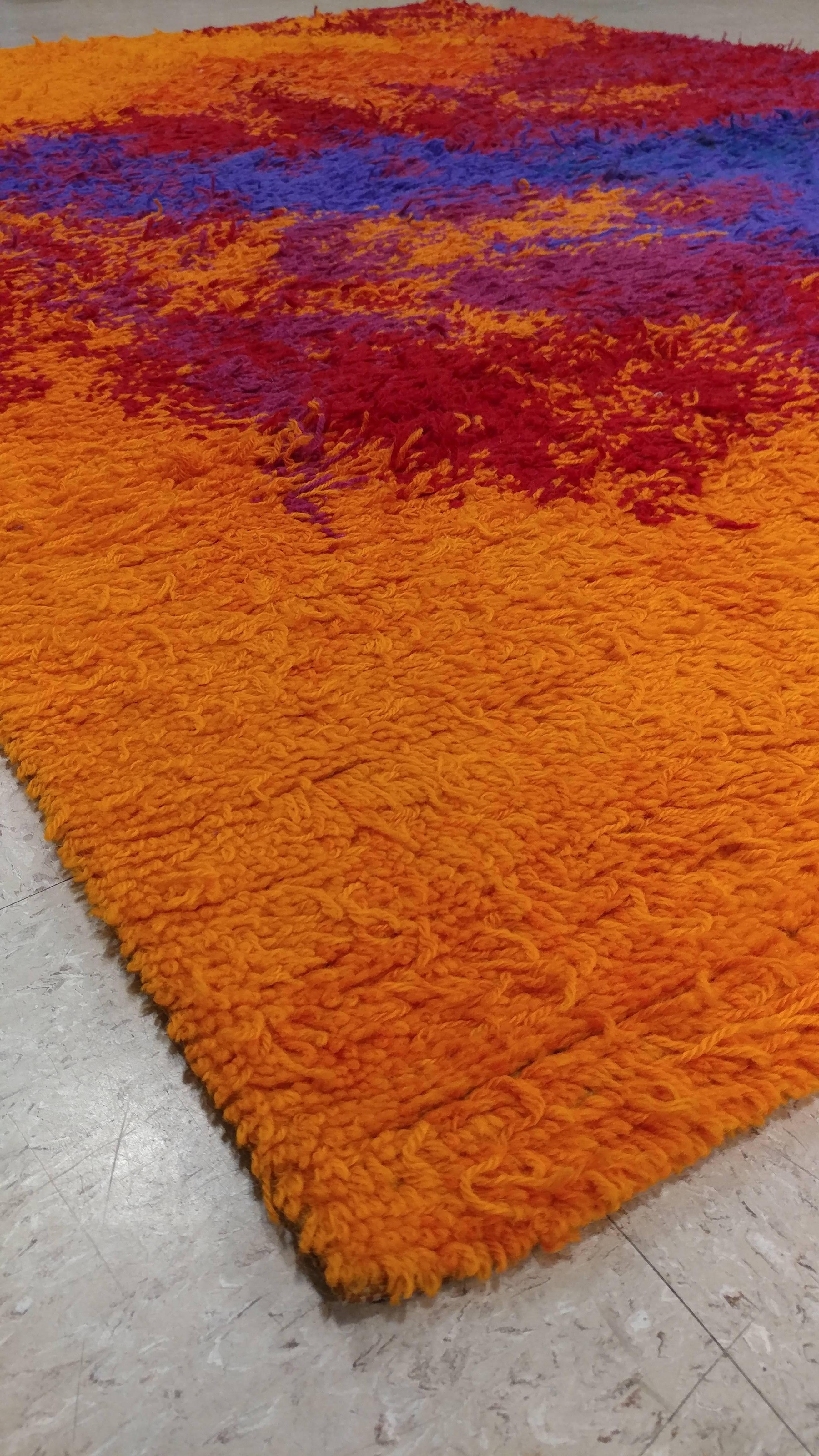 Hand-Crafted Vintage Rya Carpet, Swedish Rug, Colorful For Sale