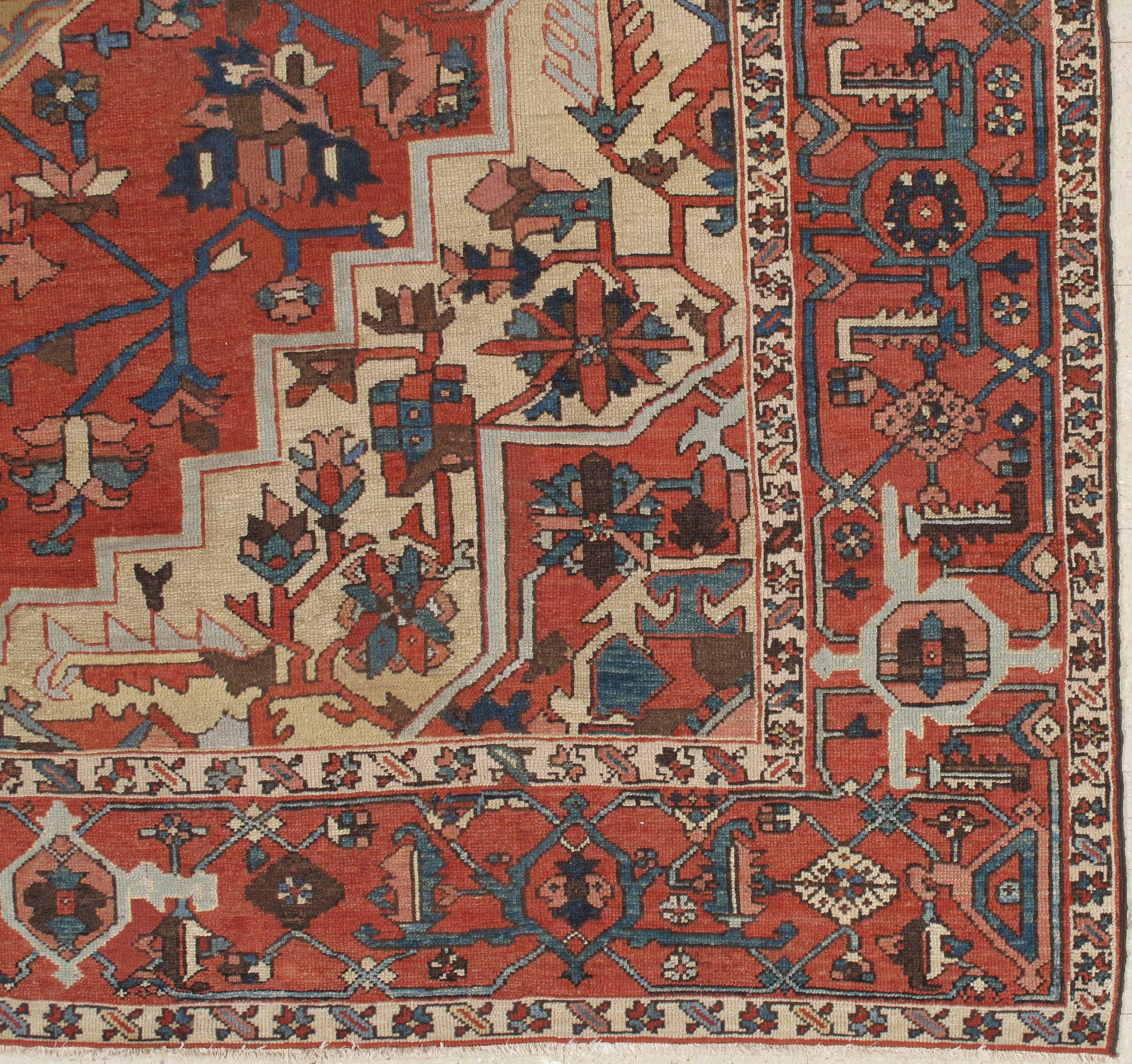 Antique Serapi carpets are one of the most sought after rugs particularly in America and England for many years. Antique Serapi rugs are a major draw particularly in big city America. Serapi carpets were woven on the level of small workshop with