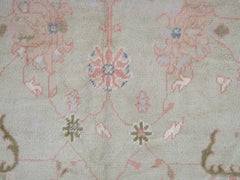 Antique Oushak Carpet, Handmade Turkish Rug, Celadon, Beige, Soft Taupe