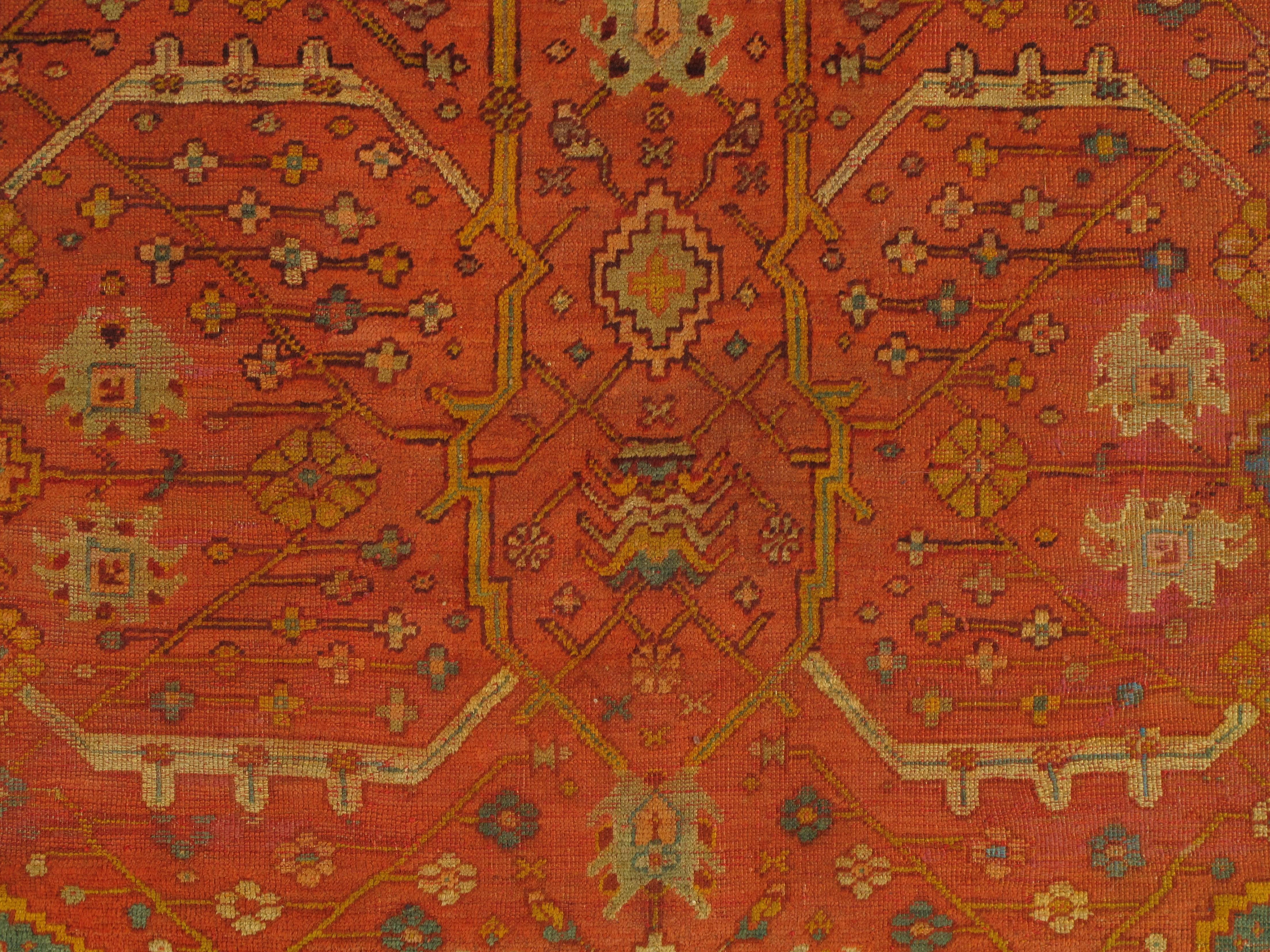 West Anatolia is one of the largest weaving regions in Turkey. Since the 15th century, Turkish rugs have always been on top of the list for having fine oriental rugs. 
Oushak rugs such as this, are desirable in today’s highly decorative market. A