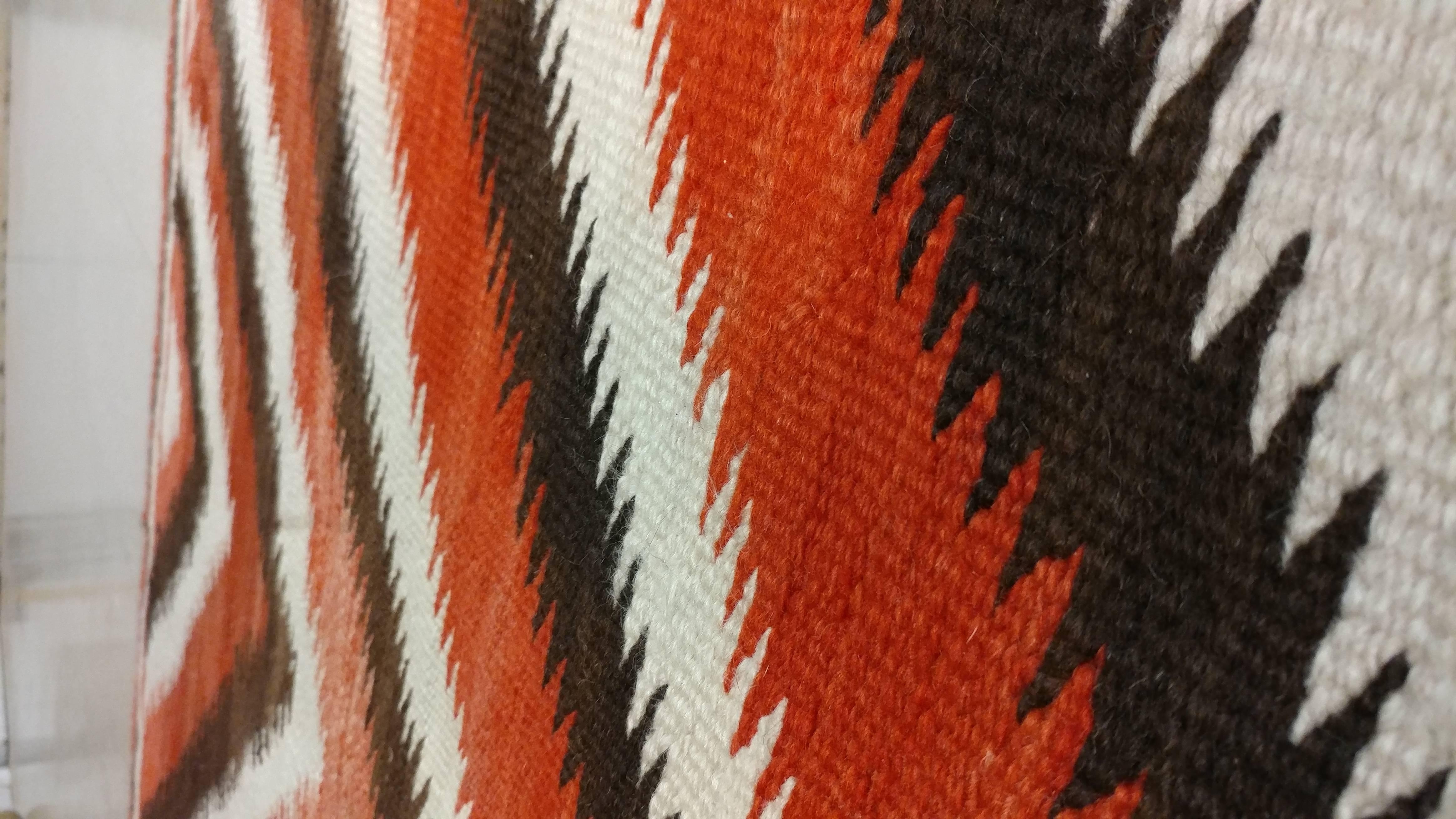 Hand-Knotted Antique Storm Navajo Carpet, Folk Rug, Handmade Wool, Beige, Red, Brown