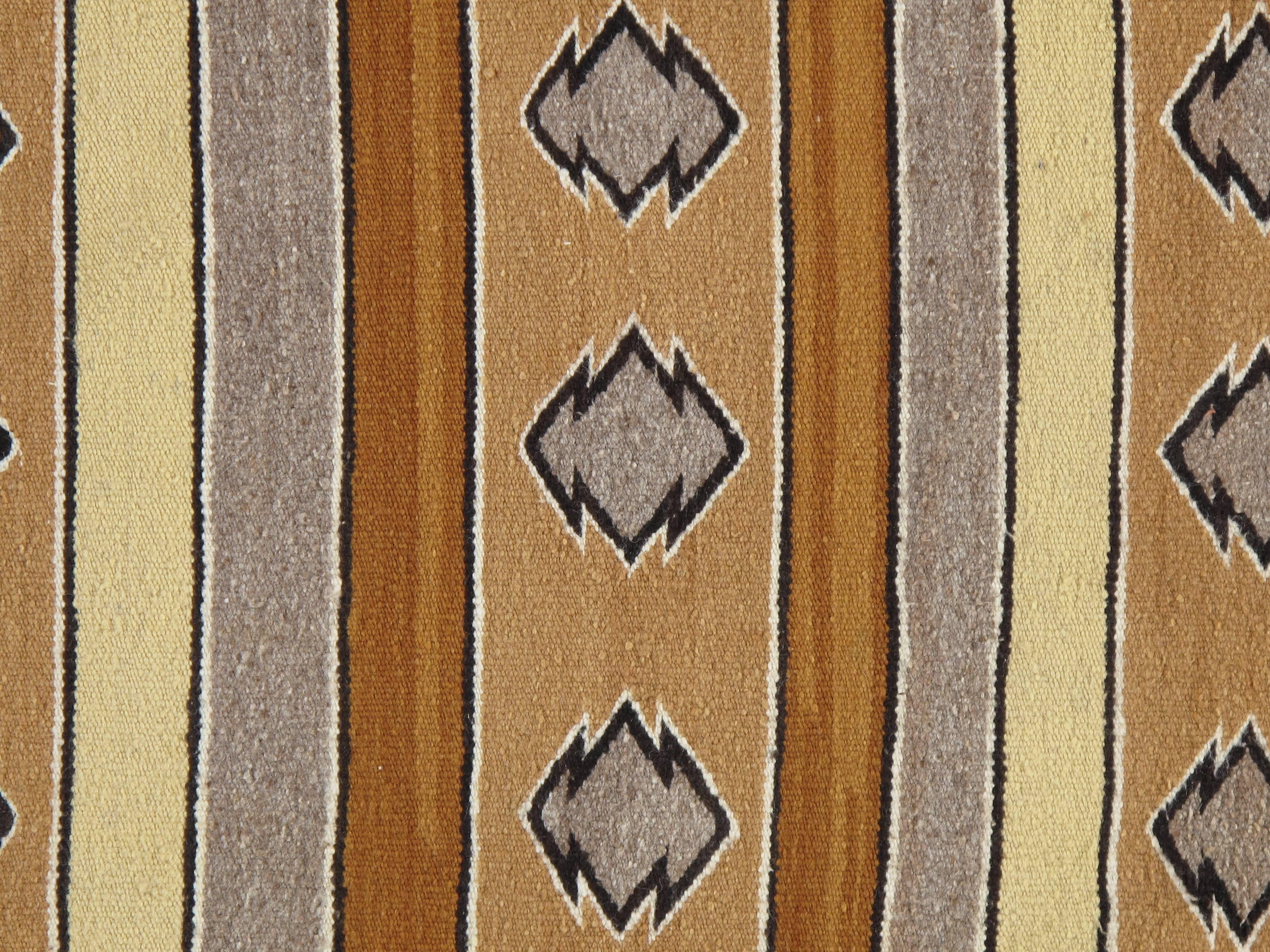 Hand-Knotted Vintage Navajo Carpet, Folk Rug, Handmade Wool, Beige, Caramel, Tan For Sale