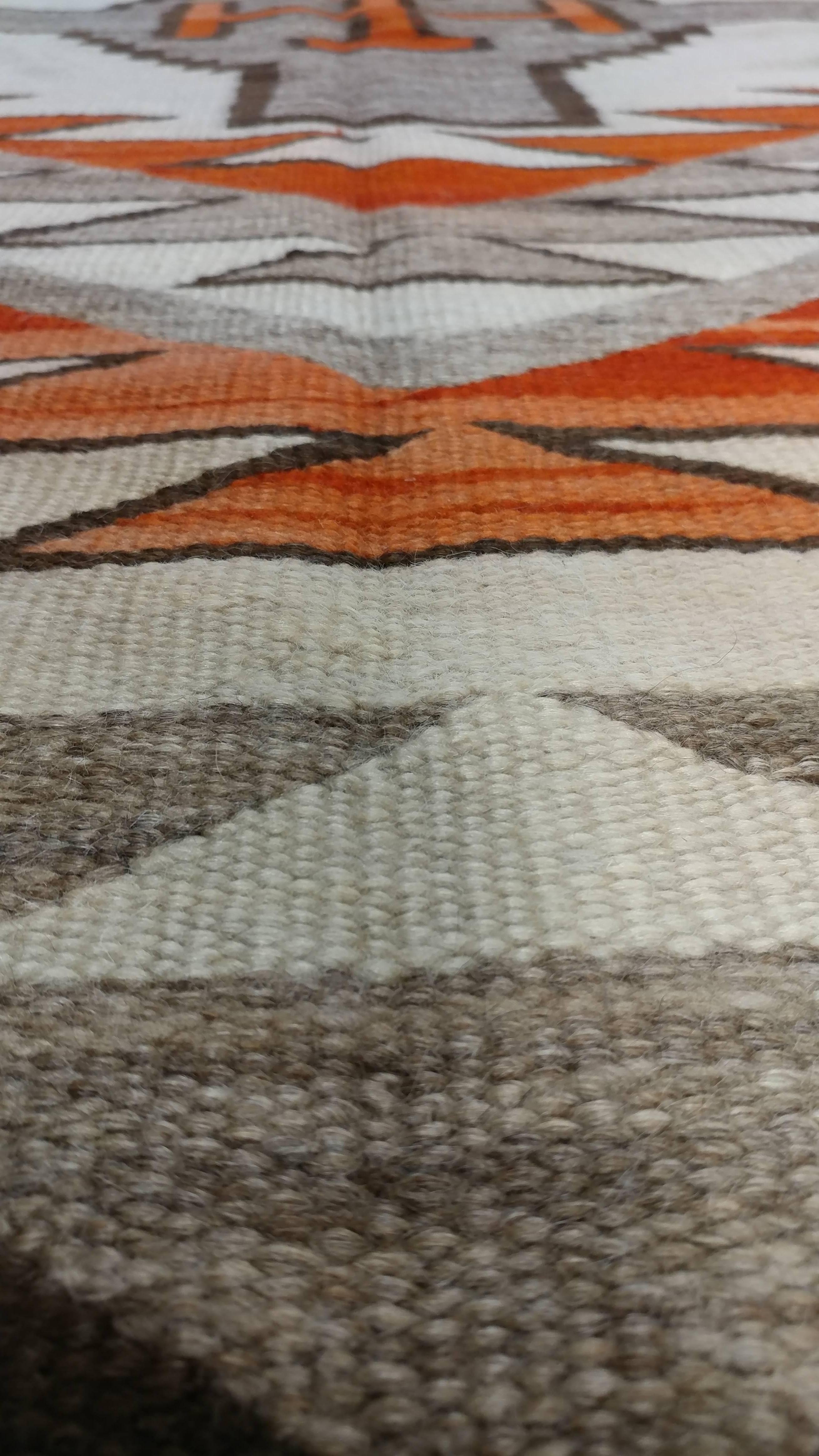 Hand-Knotted Antique Navajo Carpet, Folk Rug, Handmade Wool Rug, Tan, Coral, Beige