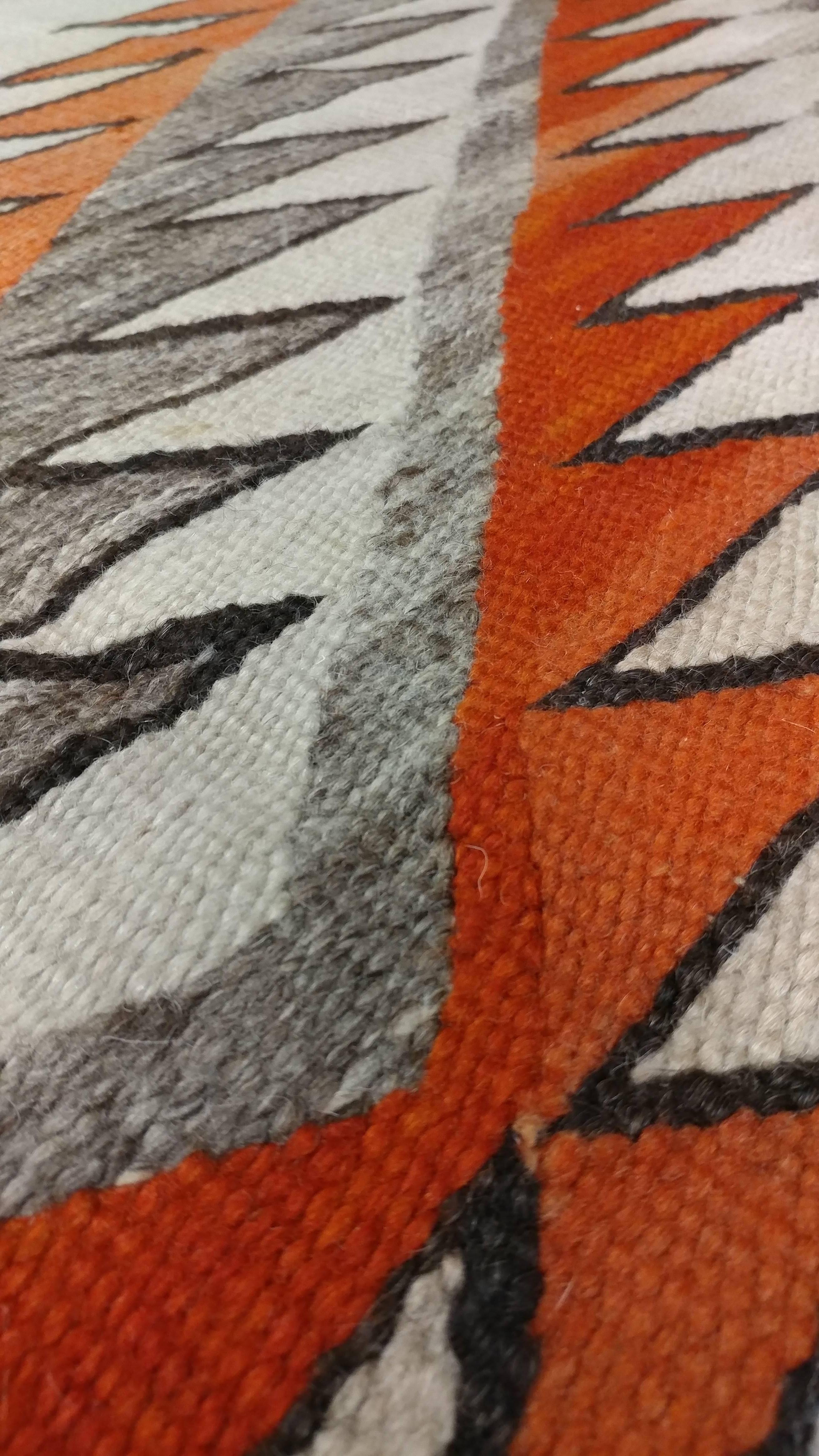 Antique Navajo Carpet, Folk Rug, Handmade Wool Rug, Tan, Coral, Beige 3