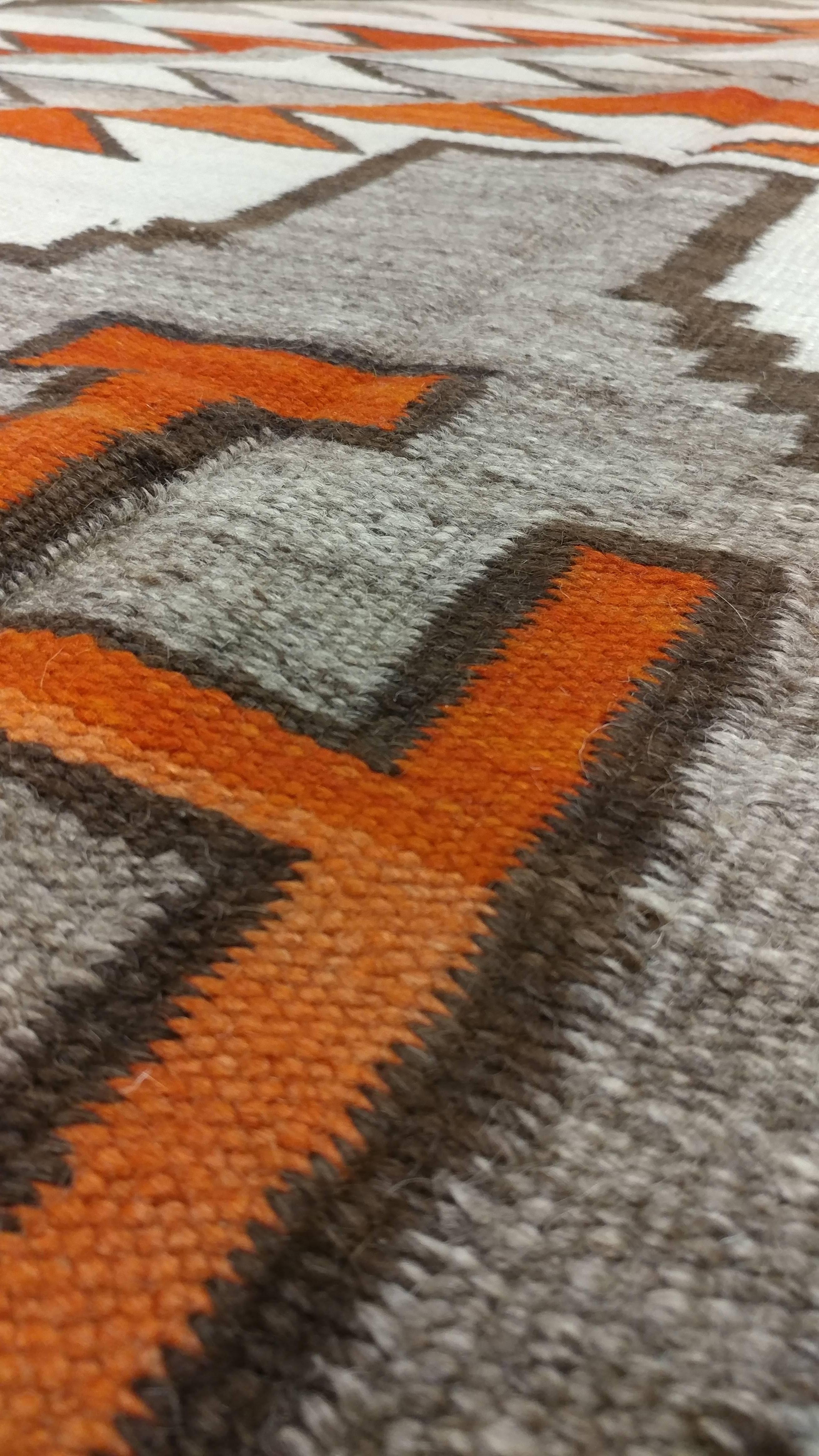 Antique Navajo Carpet, Folk Rug, Handmade Wool Rug, Tan, Coral, Beige 2
