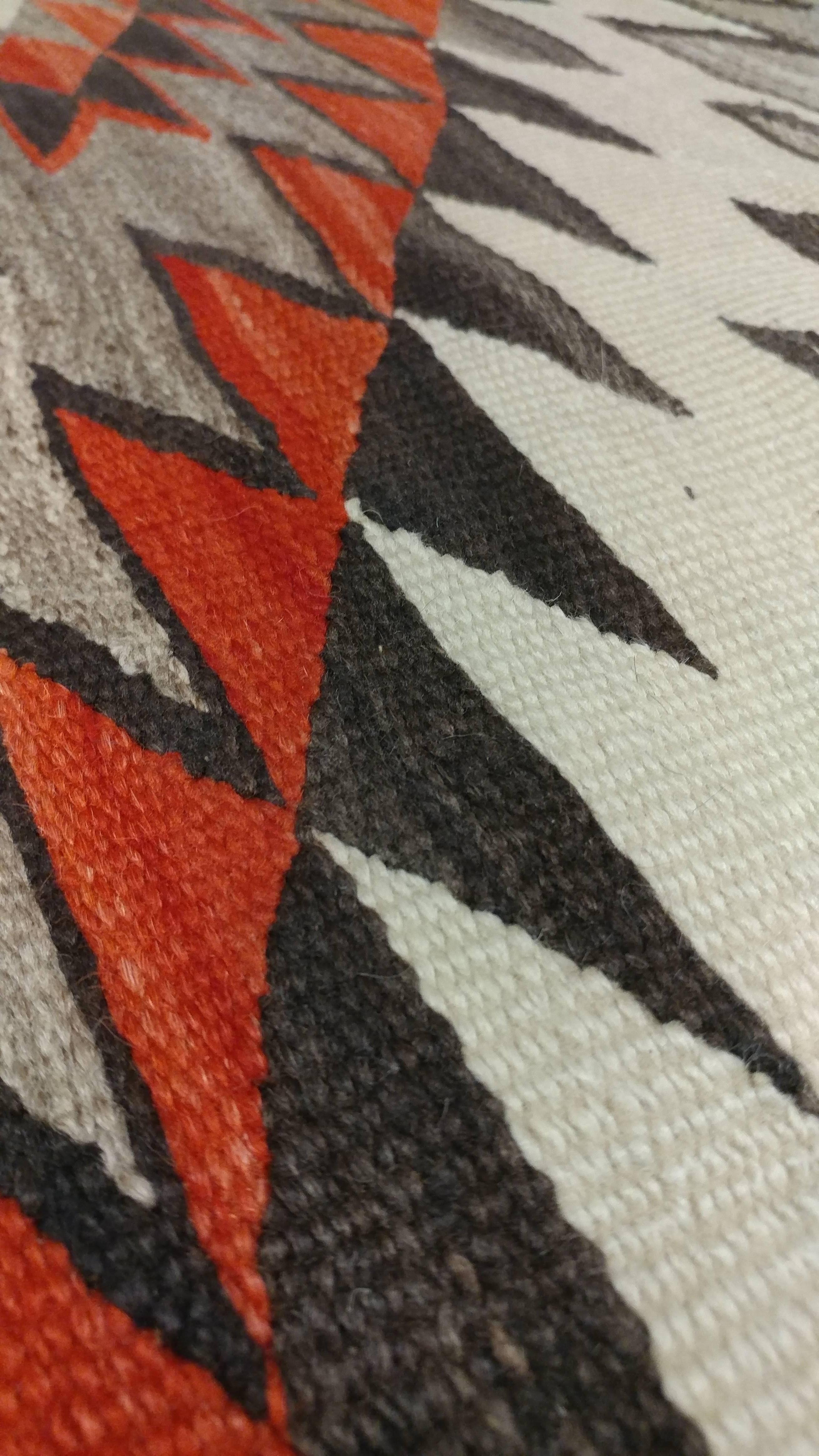 Tapis Navajo ancien, tapis artisanal, laine faite à la main, beige, gris, orange en vente 1
