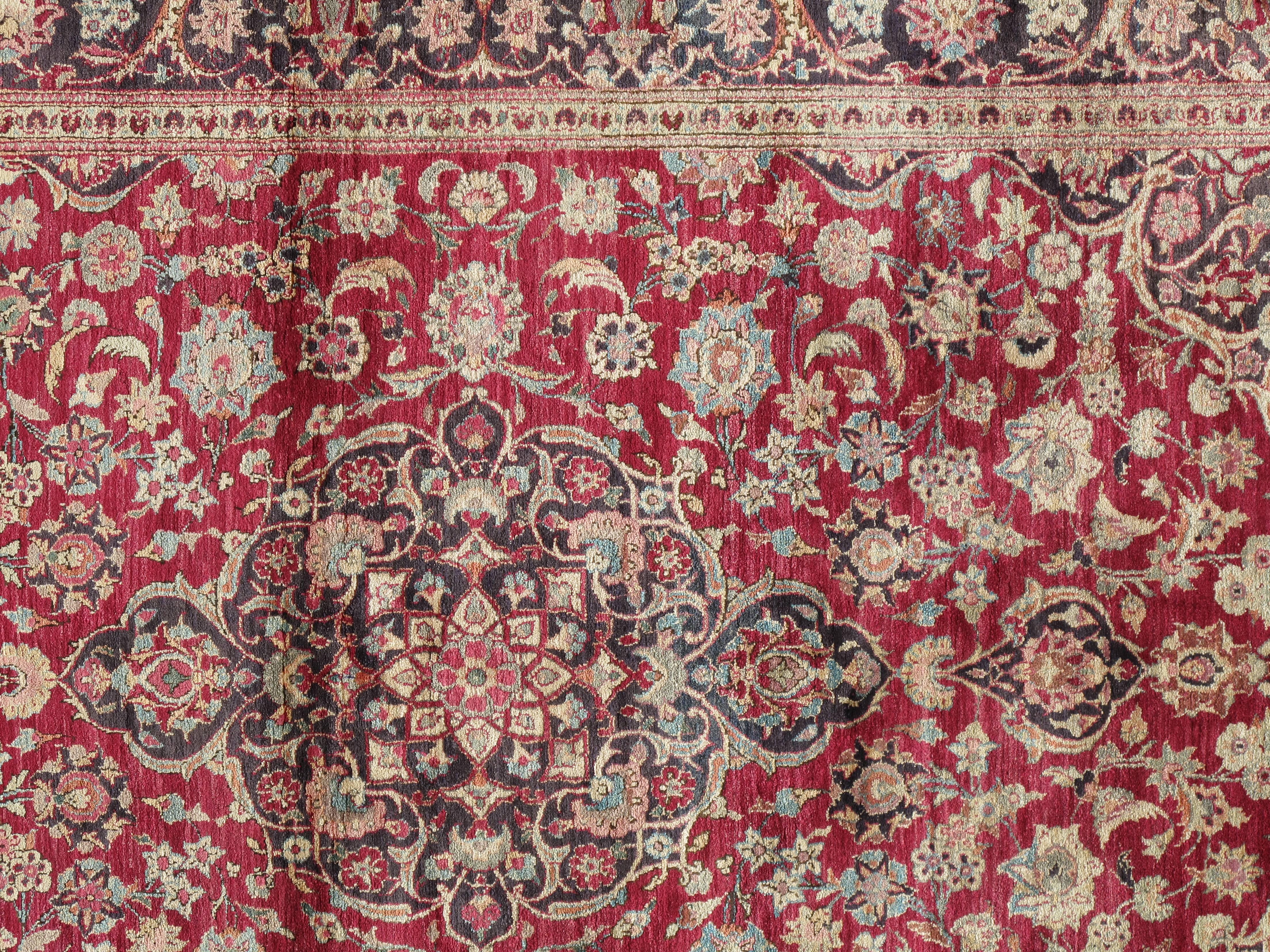 20th Century Persian Silk Kashan Carpet, Handmade Oriental Rug, circa 1920