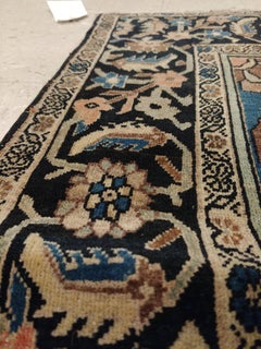 Antique Farahan Sarouk Rug, Handmade Oriental Rug, Ivory, Lt Blue Navy Very Fine