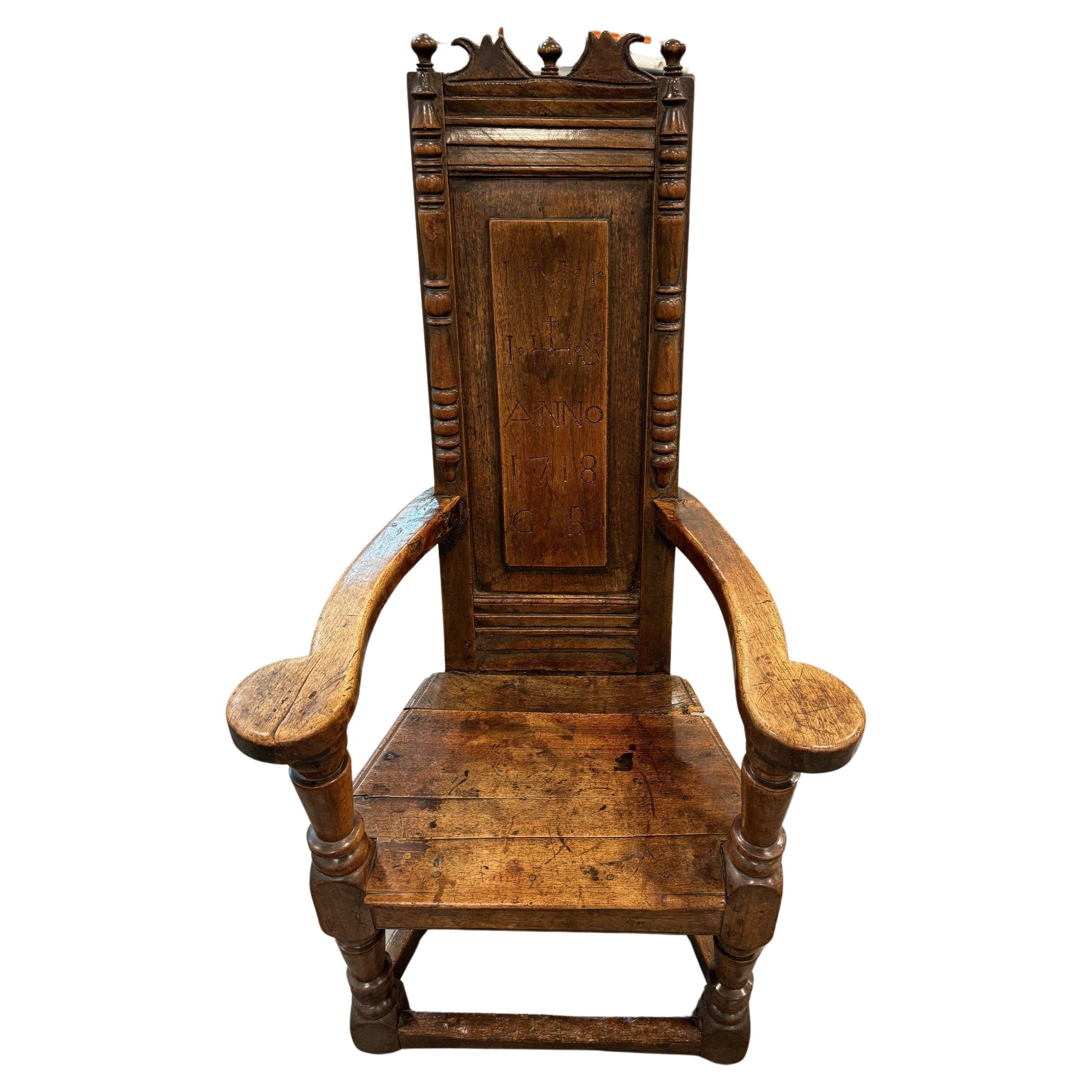 An early George I Caquetoire chair Circa 1718 For Sale
