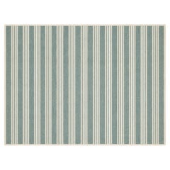 Handmade Woolen Flat Weave Area Rug, 8x10 Greyish Blue And Cream Striped Dhurrie