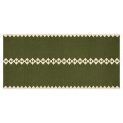 Handmade Woolen Flat Weave Runner, 3.5x10 Blue And Green Swedish Indian Dhurrie