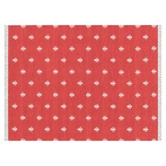 Handmade Cotton Area Flat Weave Rug, Terracotta And White Tree Patterned Dhurrie