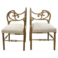 Pair of French Art Nouveau Gilt Wood Corner Chairs, 1900s