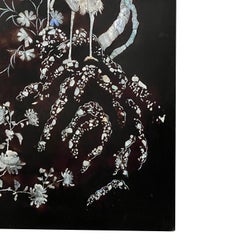 Early 20th Century Asian Black Lacquer Panel with Mother-of-Pearl Inlay