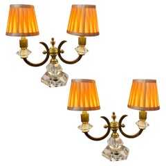 Coppia di lampade da tavolo in cristallo De Sèvres in stile Art Déco francese degli anni ’40