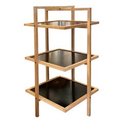 Pair of 1970s/80s Structural Blonde Maple and Black Wood Shelving Units