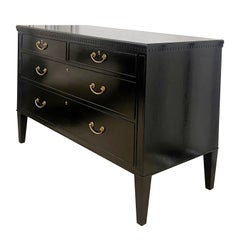 Swedish Early 1900s Black Chest of Drawers with Original Brass Hardware