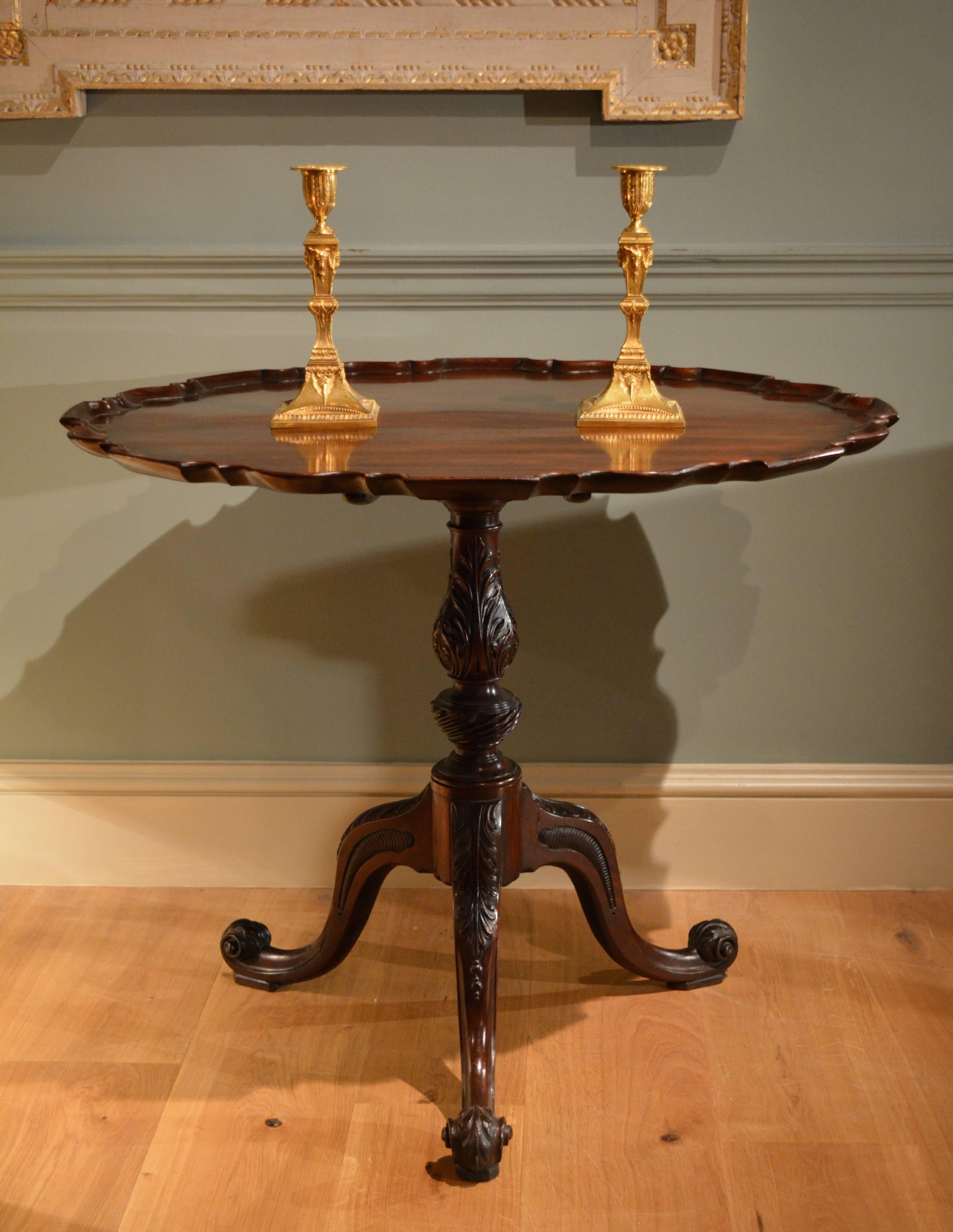 18th Century and Earlier 18th Century Mahogany Piecrust Tripod Table