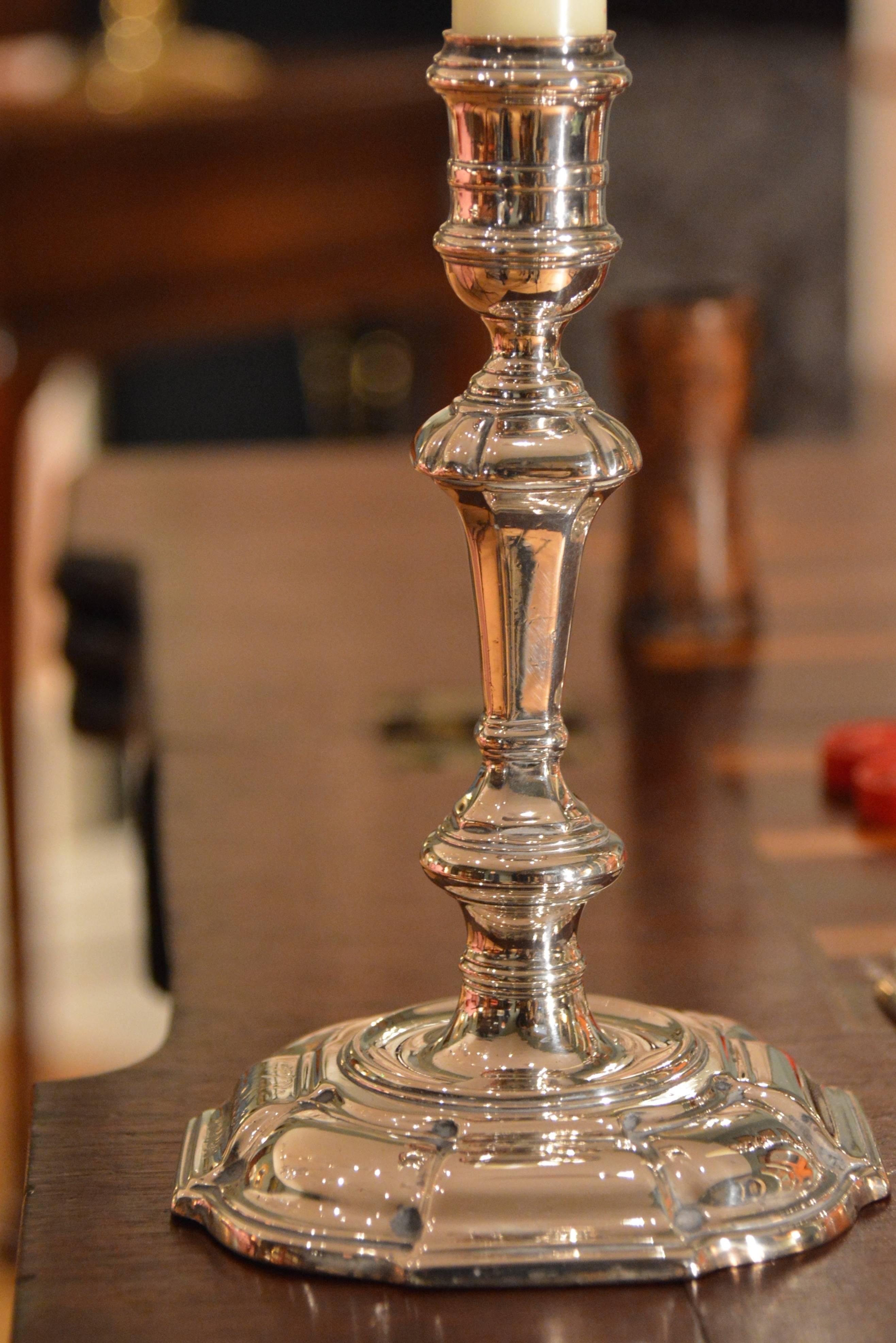 Georgian Matched Pair of 18th Century Silver Candlesticks