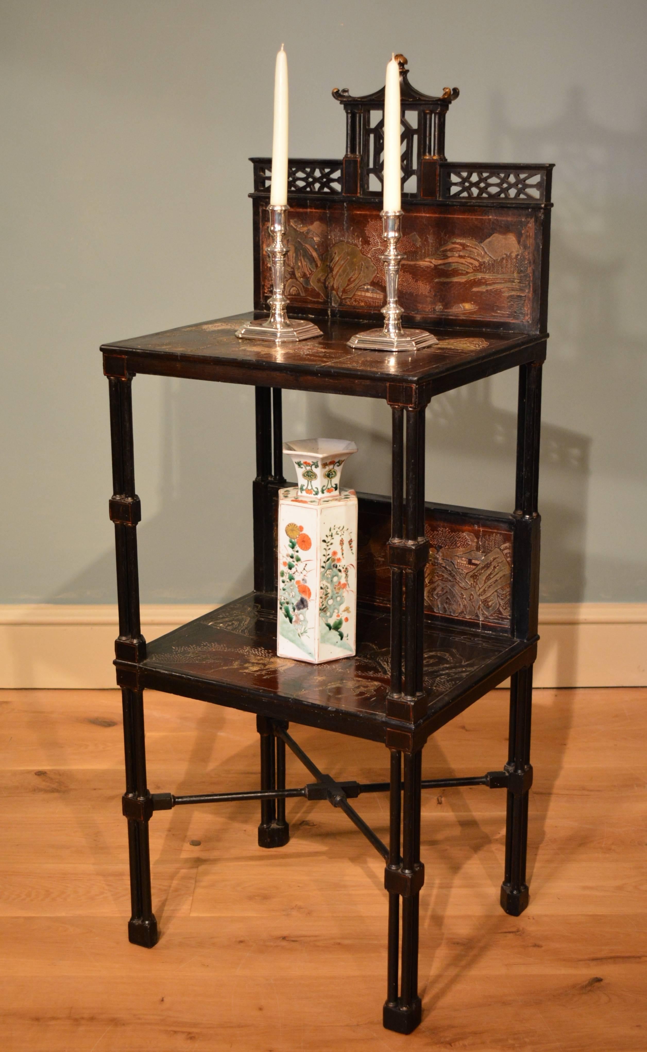 English 18th Century Chippendale Period Japanned Etagere or stand