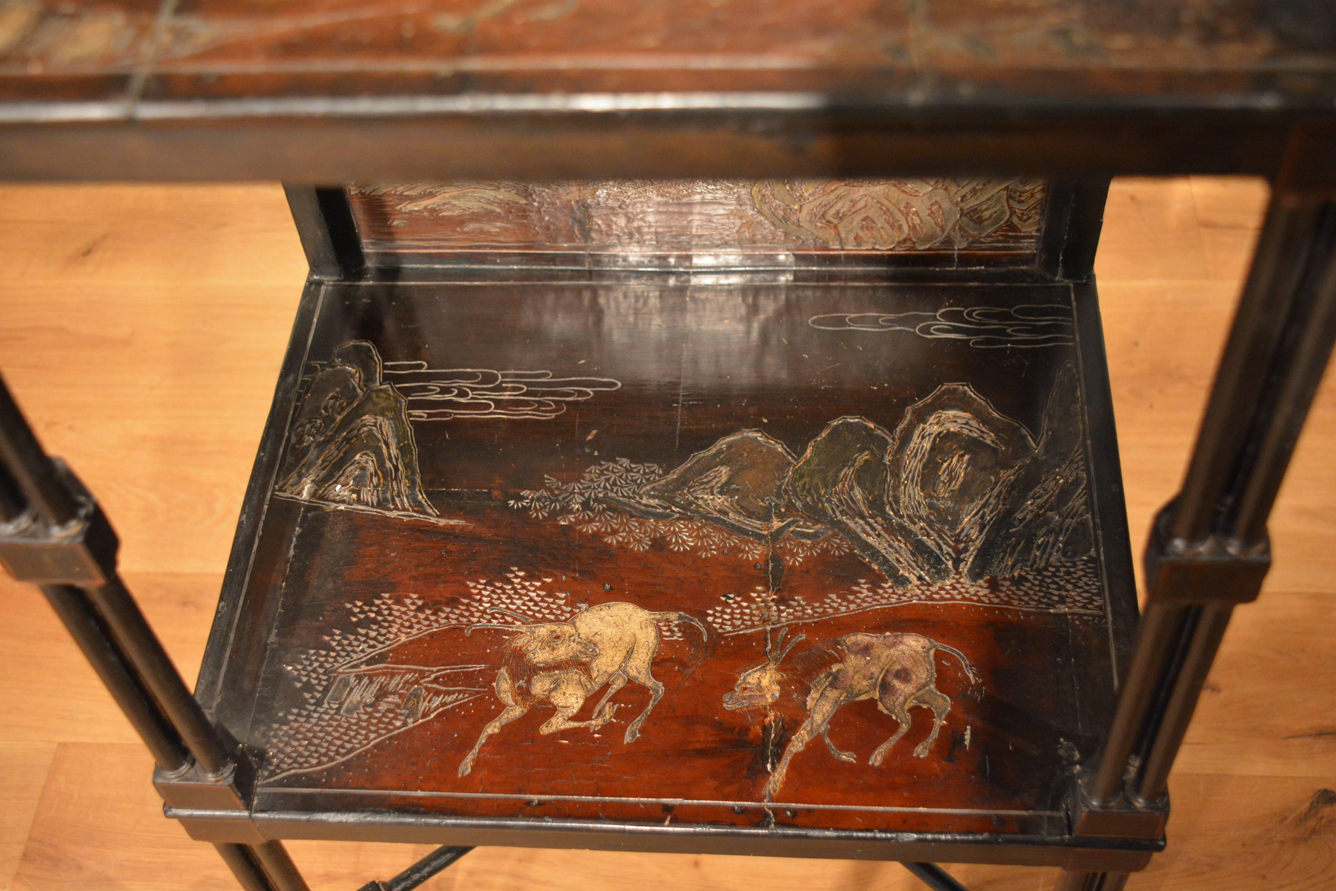 Lacquer 18th Century Chippendale Period Japanned Etagere or stand