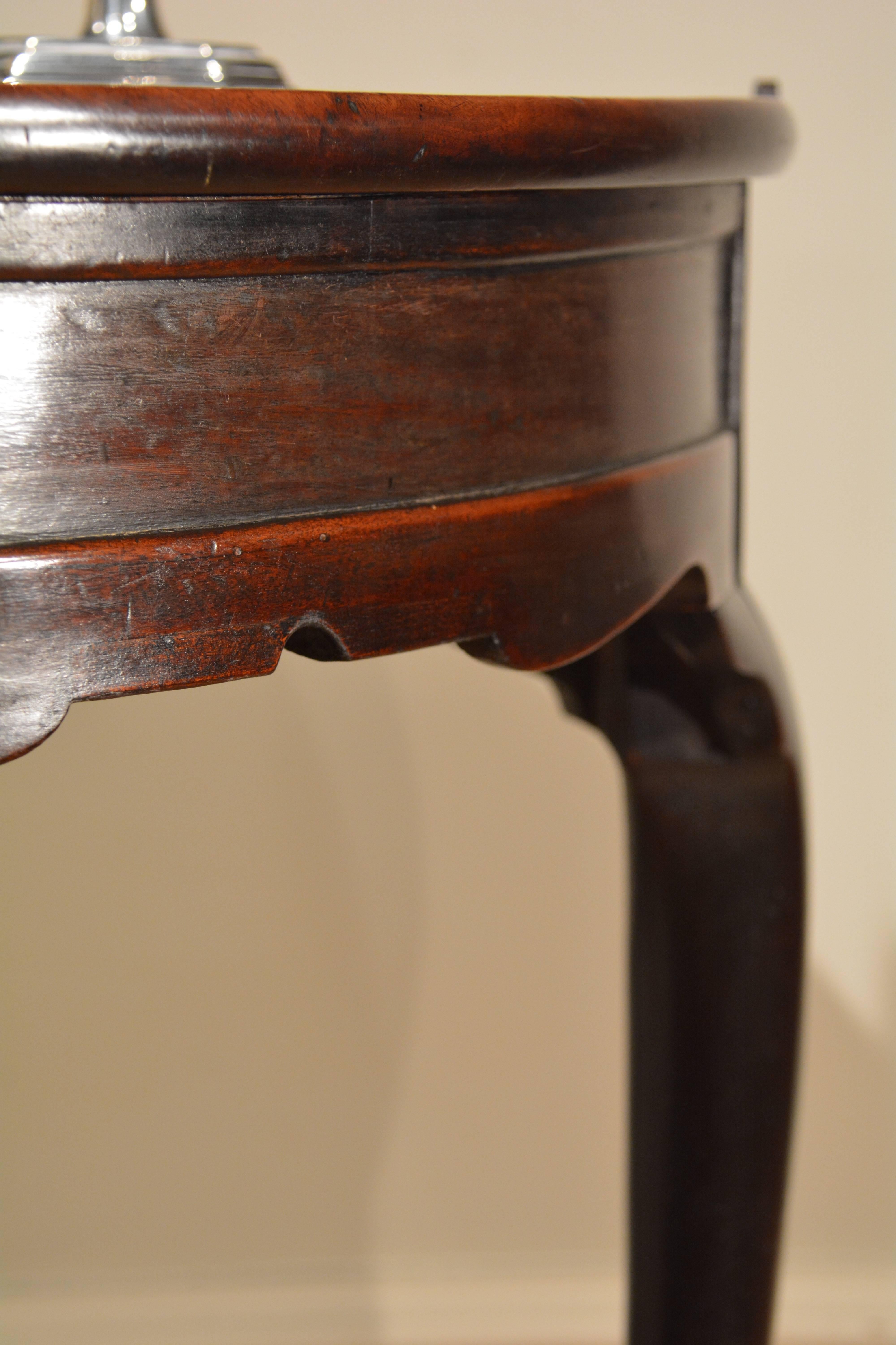 Brass 18th Century Mahogany Half Round Tea Table