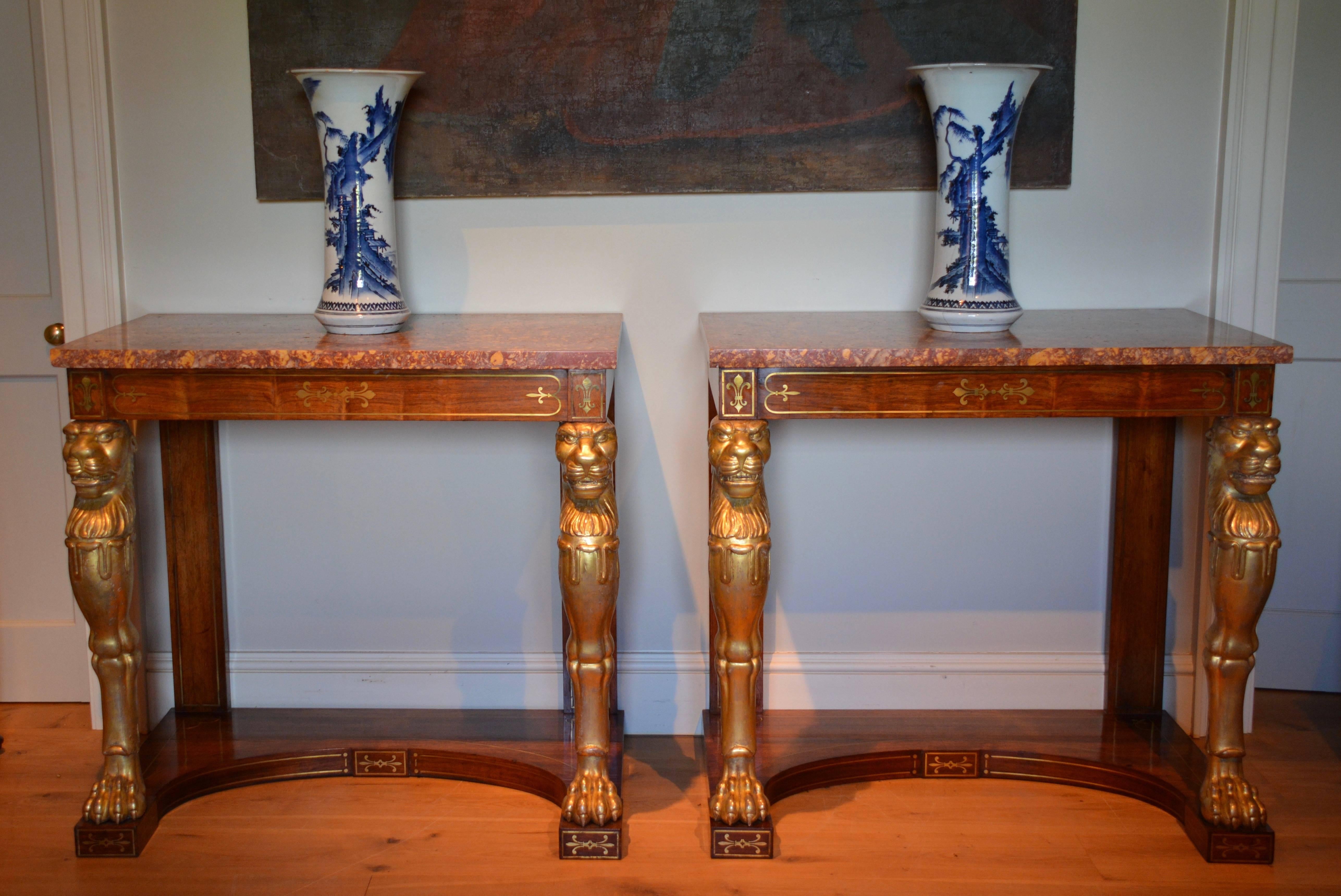 Fine Pair of Early 19th Century Marble-Top Side Tables 1