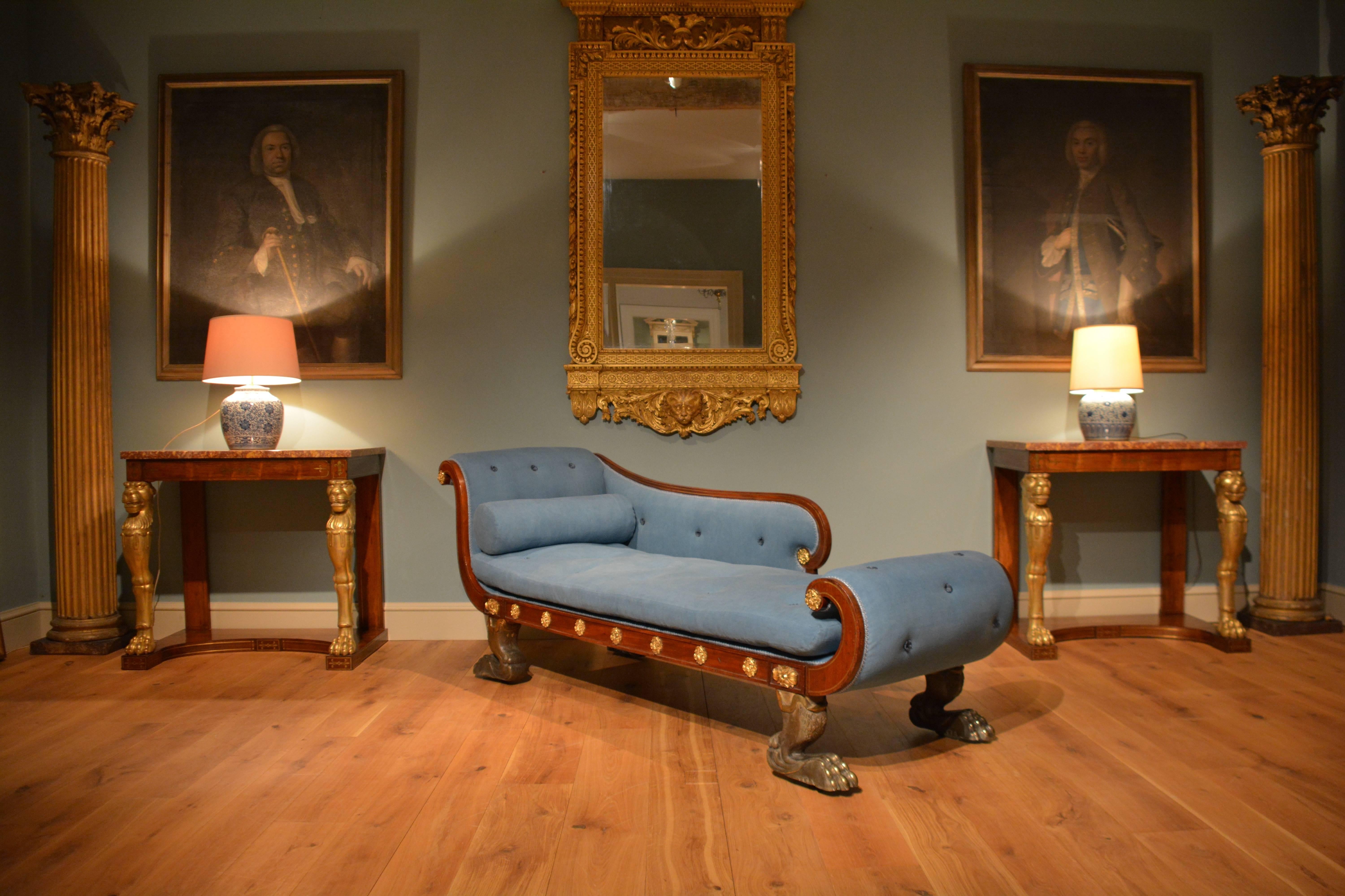 Regency  19th Century English Mahogany Daybed or Chaise Longue For Sale
