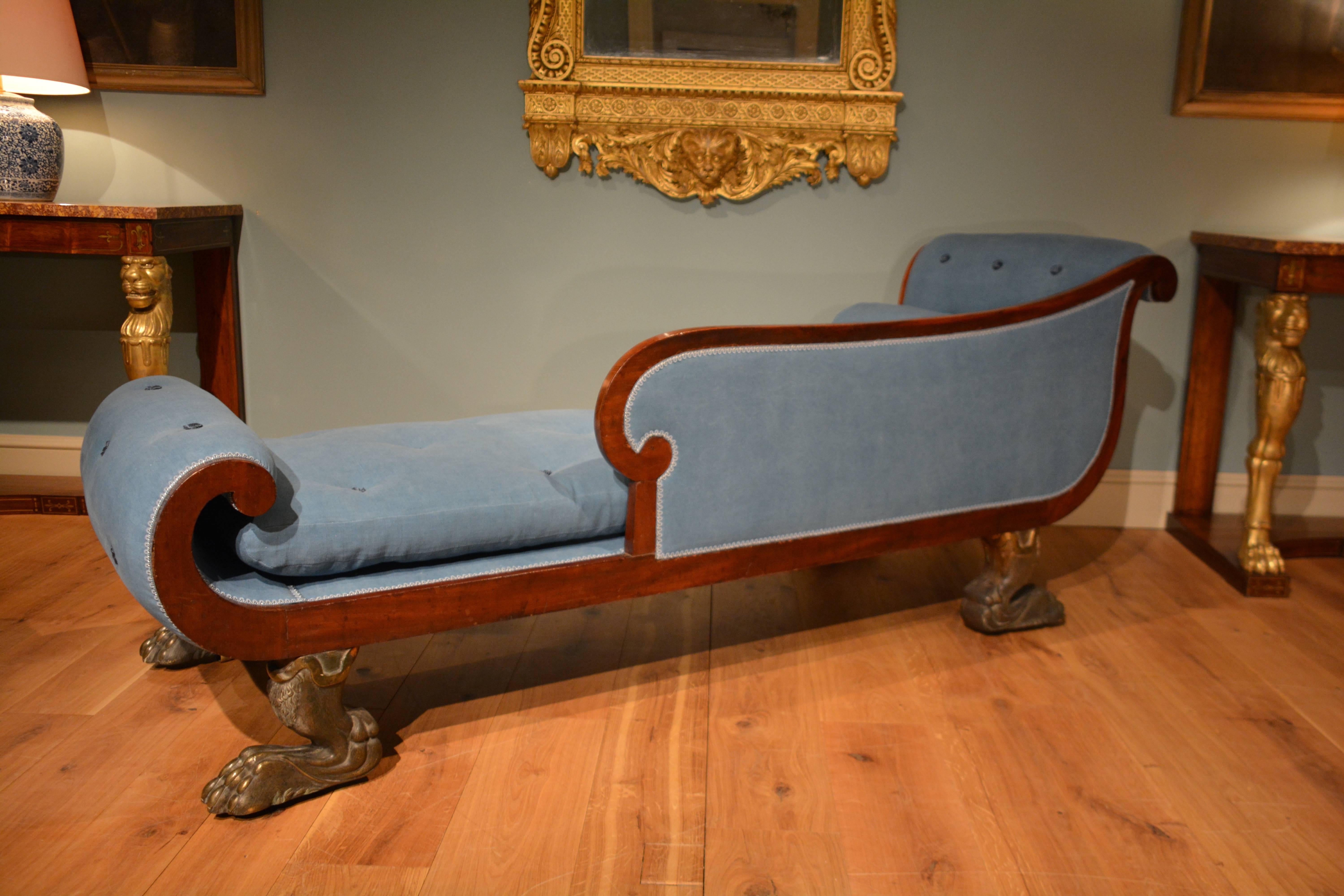  19th Century English Mahogany Daybed or Chaise Longue For Sale 3