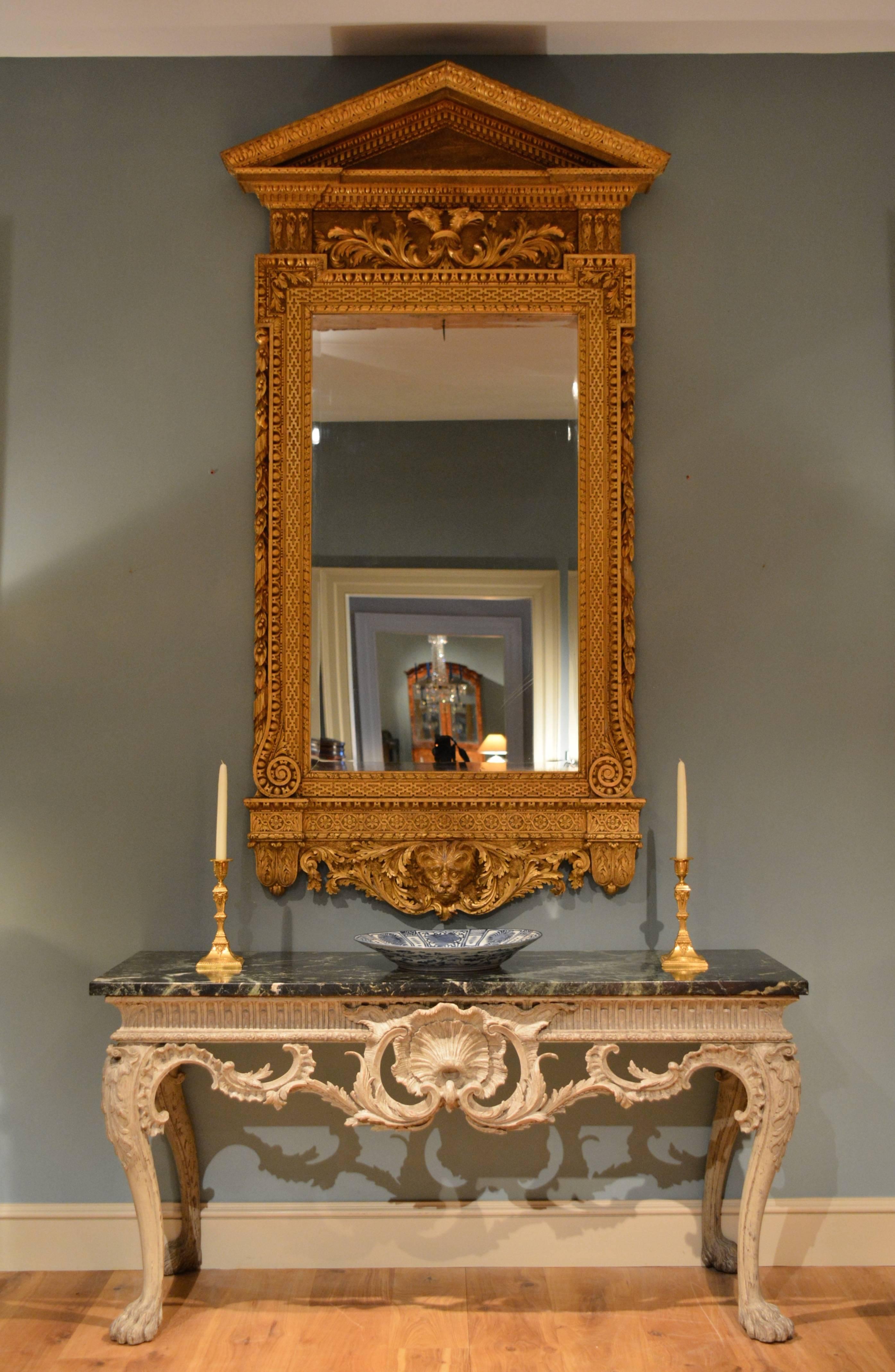 18th Century Kentian Carved Giltwood Mirror In Good Condition For Sale In Salisbury Wiltshire, GB