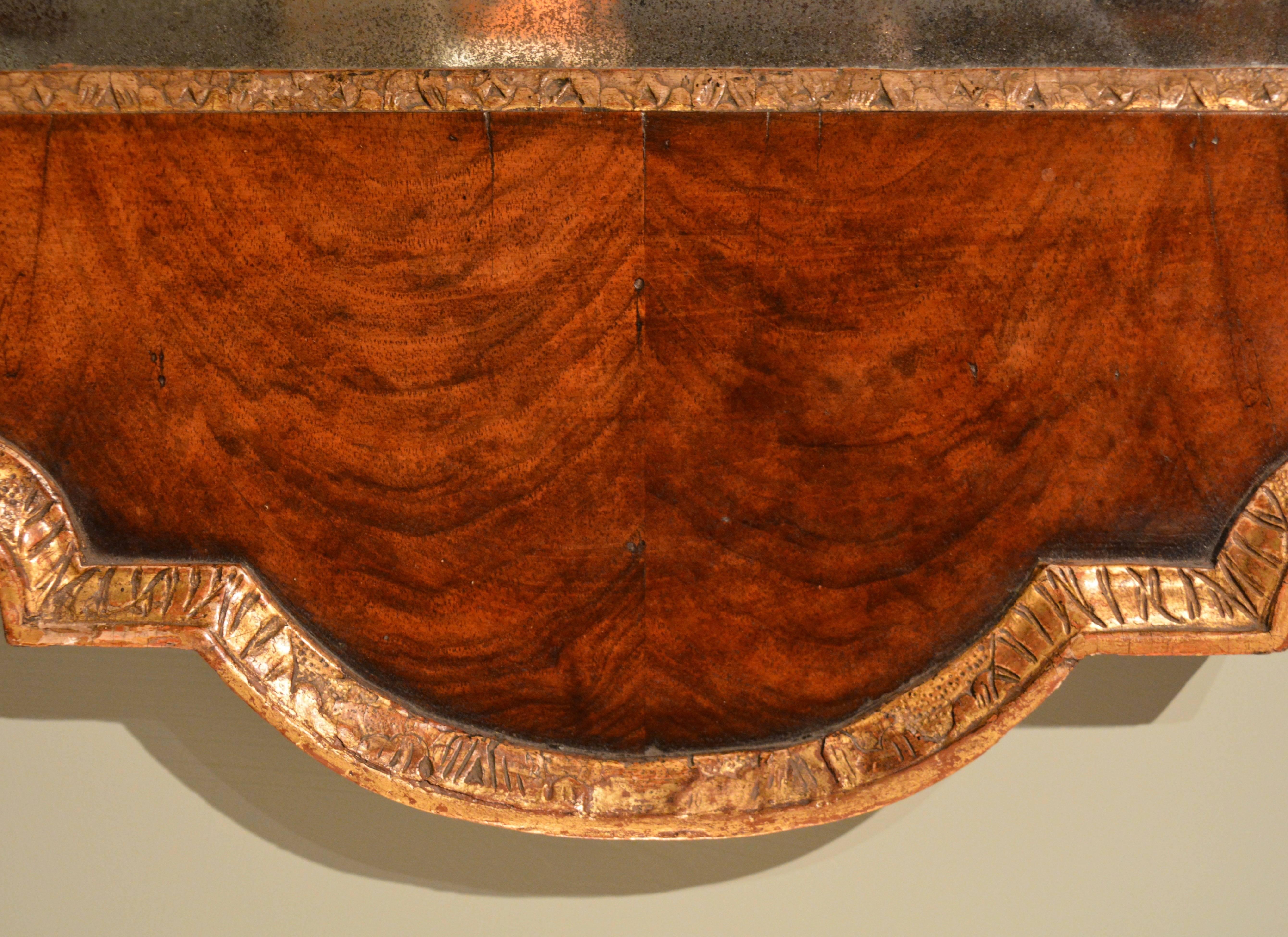 Georgian 18th Century Walnut Parcel-Gilt Mirror