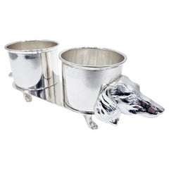 Portabottiglie per vino a forma di cane bassotto / Teckell, placcato in argento, 1950 ca.