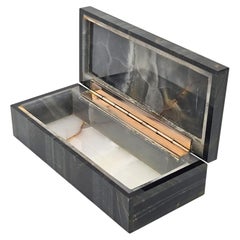Mid Century Falcon’s / Tiger's Eye Intarsia Hardstone Jewelry Box, Italy c. 1960