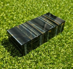 Mid Century Falcon’s / Tiger's Eye Intarsia Hardstone Jewelry Box, Italy c. 1960