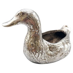 Valenti Versilberte Bronze-Entenskulptur Vide Poche, Spanien, um 1970