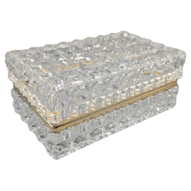 Large Baccarat-Style Cut Lead Crystal Jewelry Trinket Box