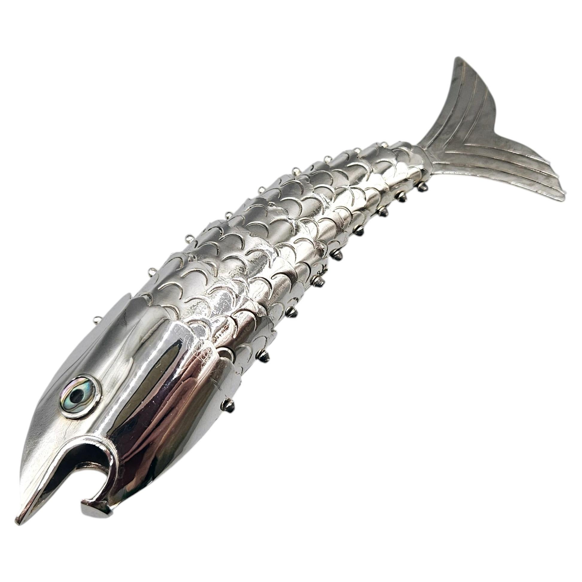 Mid Century Silver Plated Fish Bottle Opener, Los Castillo, Mexico, 1960s