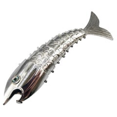 Mid Century Silver Plated Fish Bottle Opener, Los Castillo, Mexico, 1960s